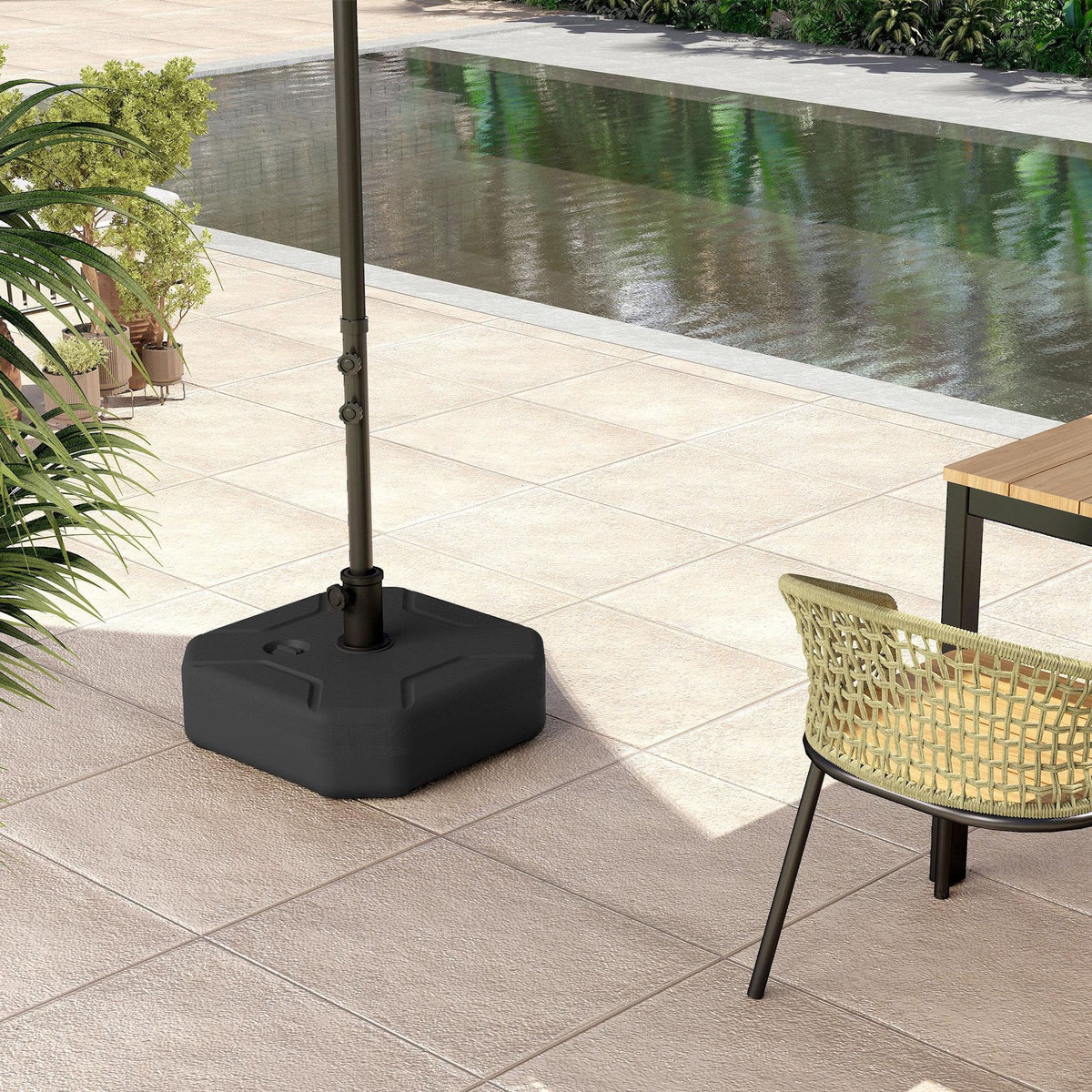 OUTSUNNY Pied de parasol à lester 25 Kg max. mât dia. 38-48 mm