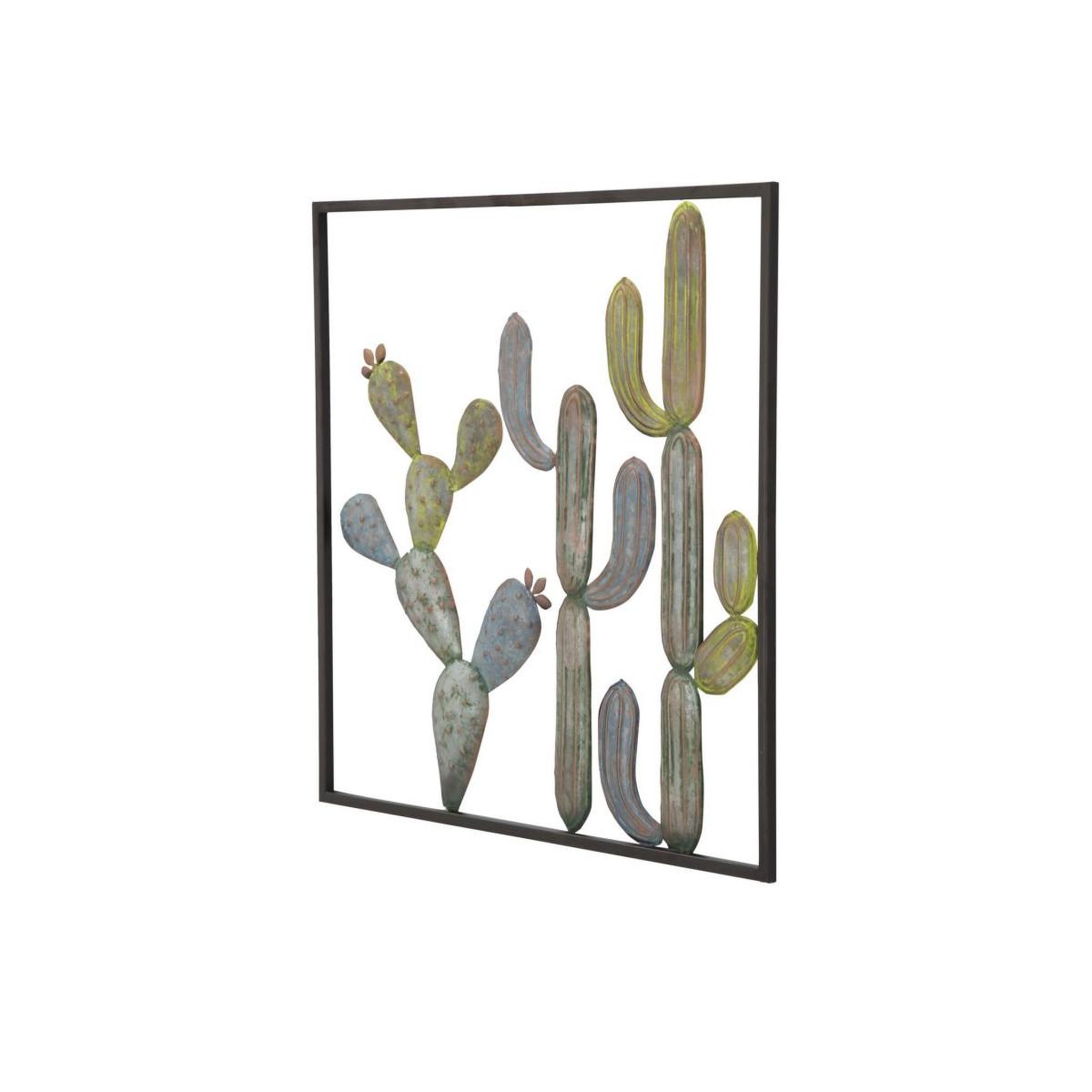 Voir la diapositive 3 : Paris Prix Déco murale encadrée en métal  cactus  50cm multicolore