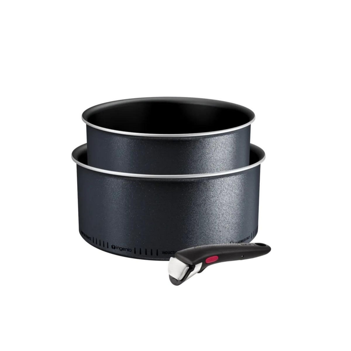 TEFAL Lot de 2 casseroles aluminium 18/20cm + 1 poignée noir - L7239003