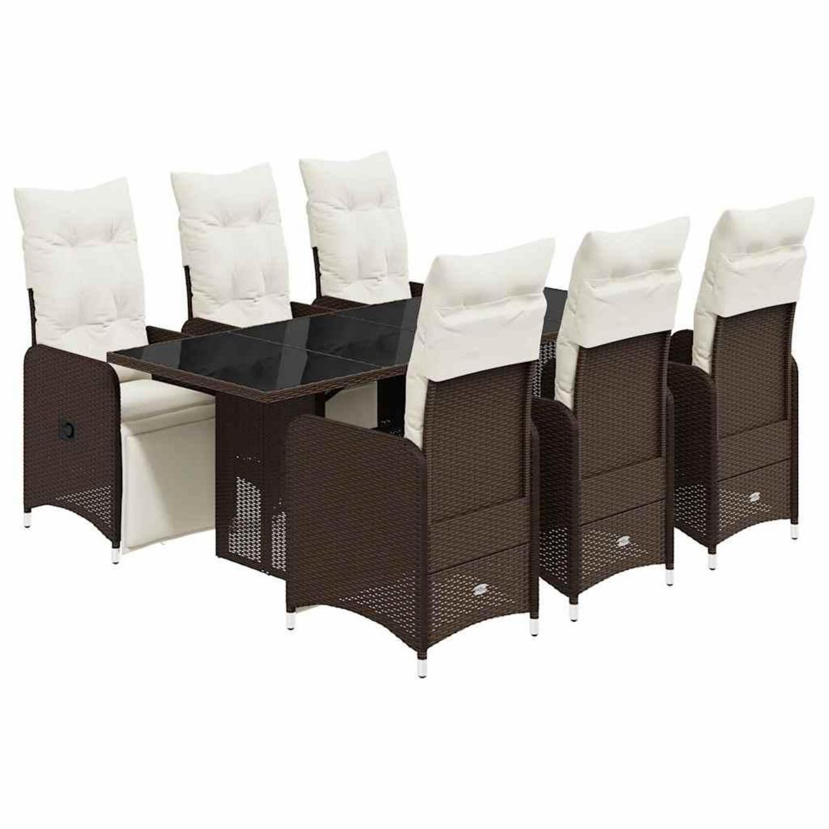 VIDAXL Ensemble de bistro de jardin 7 pcs coussins marron poly rotin