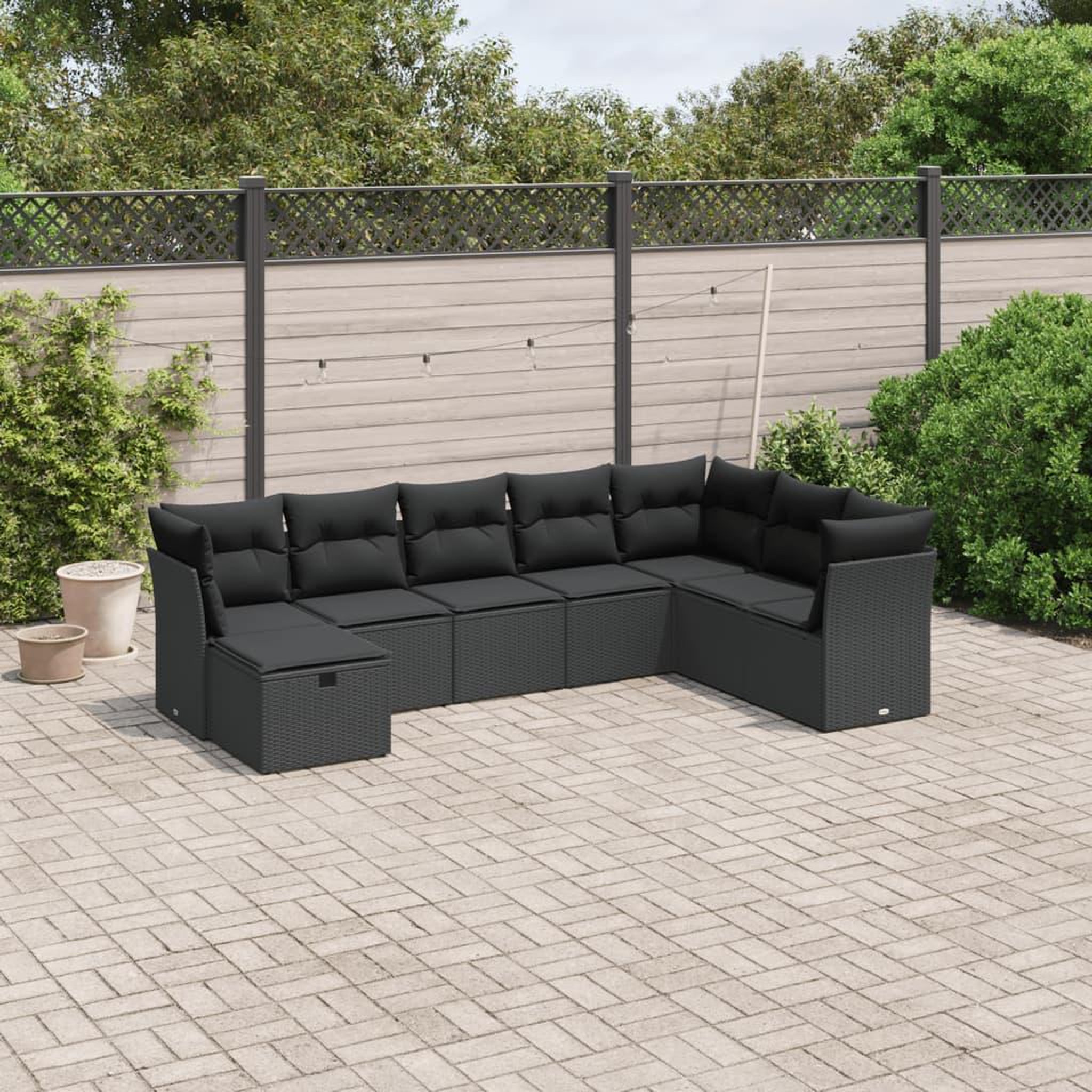 VIDAXL Salon de jardin 8 pcs avec coussins noir resine tressee