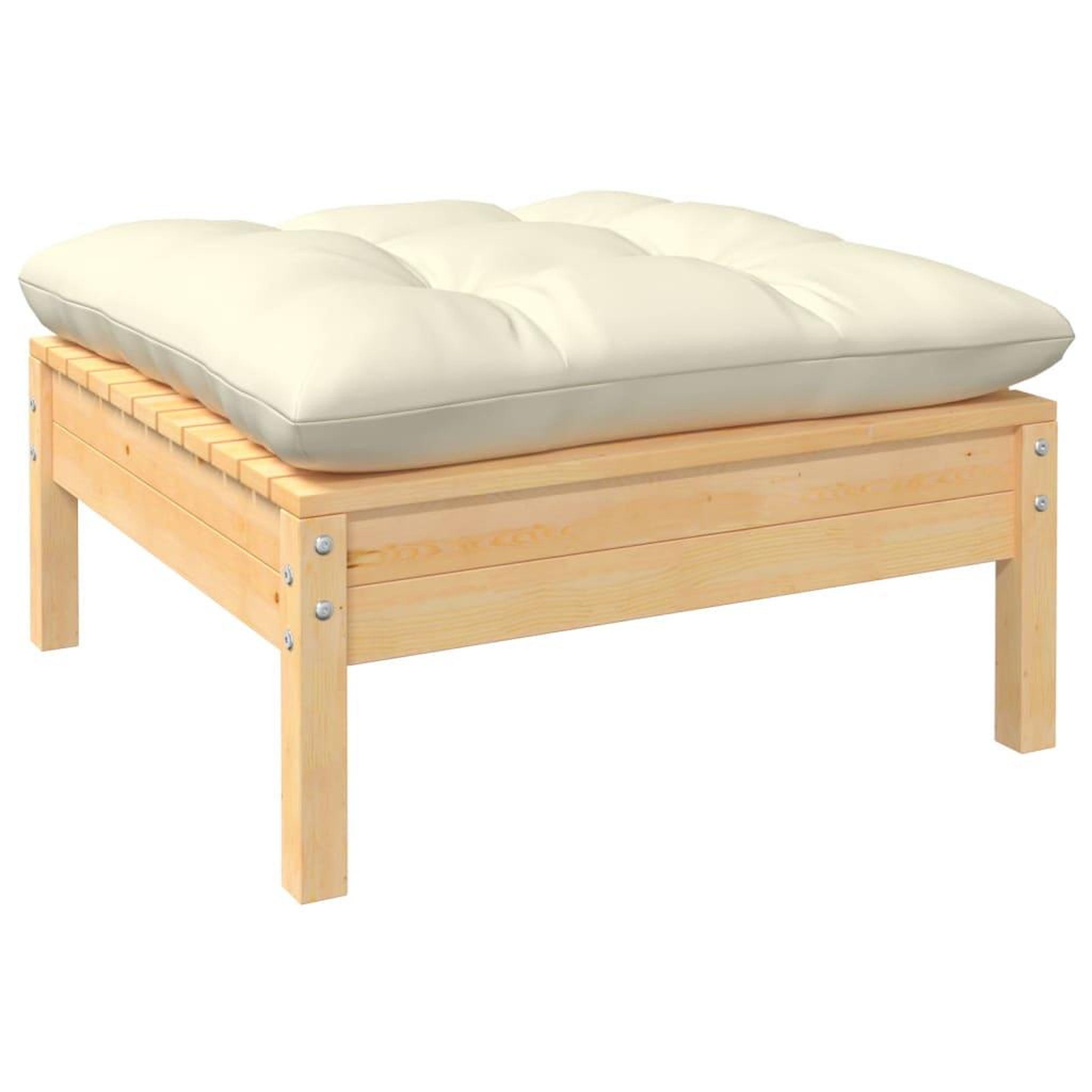 Voir la diapositive 4 : VIDAXL Salon de jardin 11 pcs avec coussins creme bois de pin