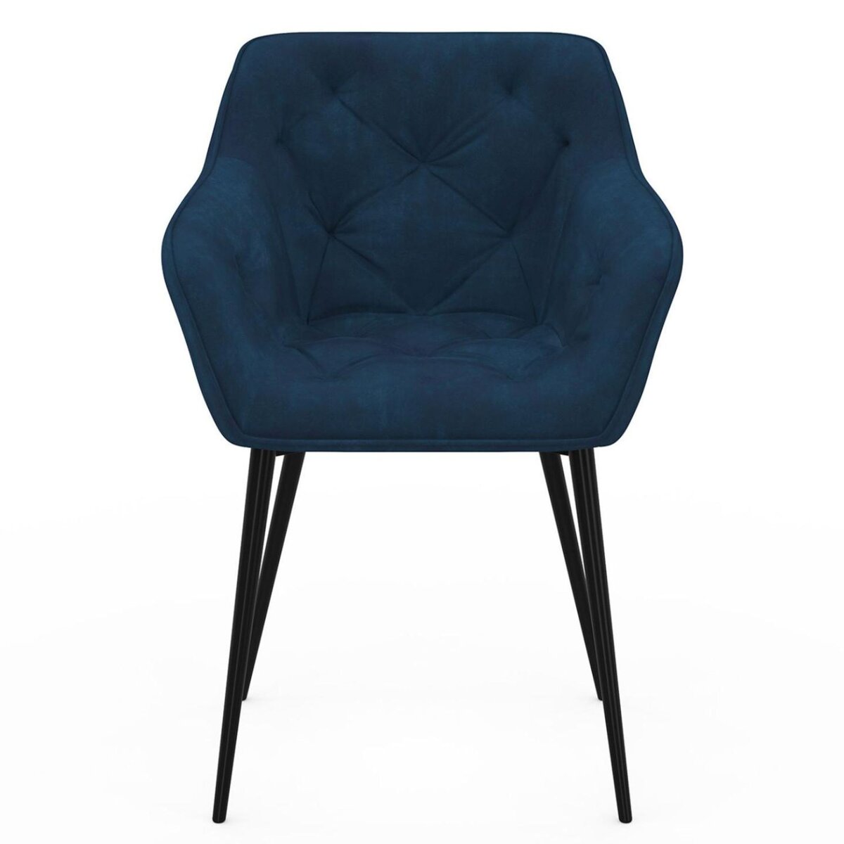 ID MARKET Lot de 2 chaises de salle à manger, fauteuils de table capitonnés LYA velours bleu canard