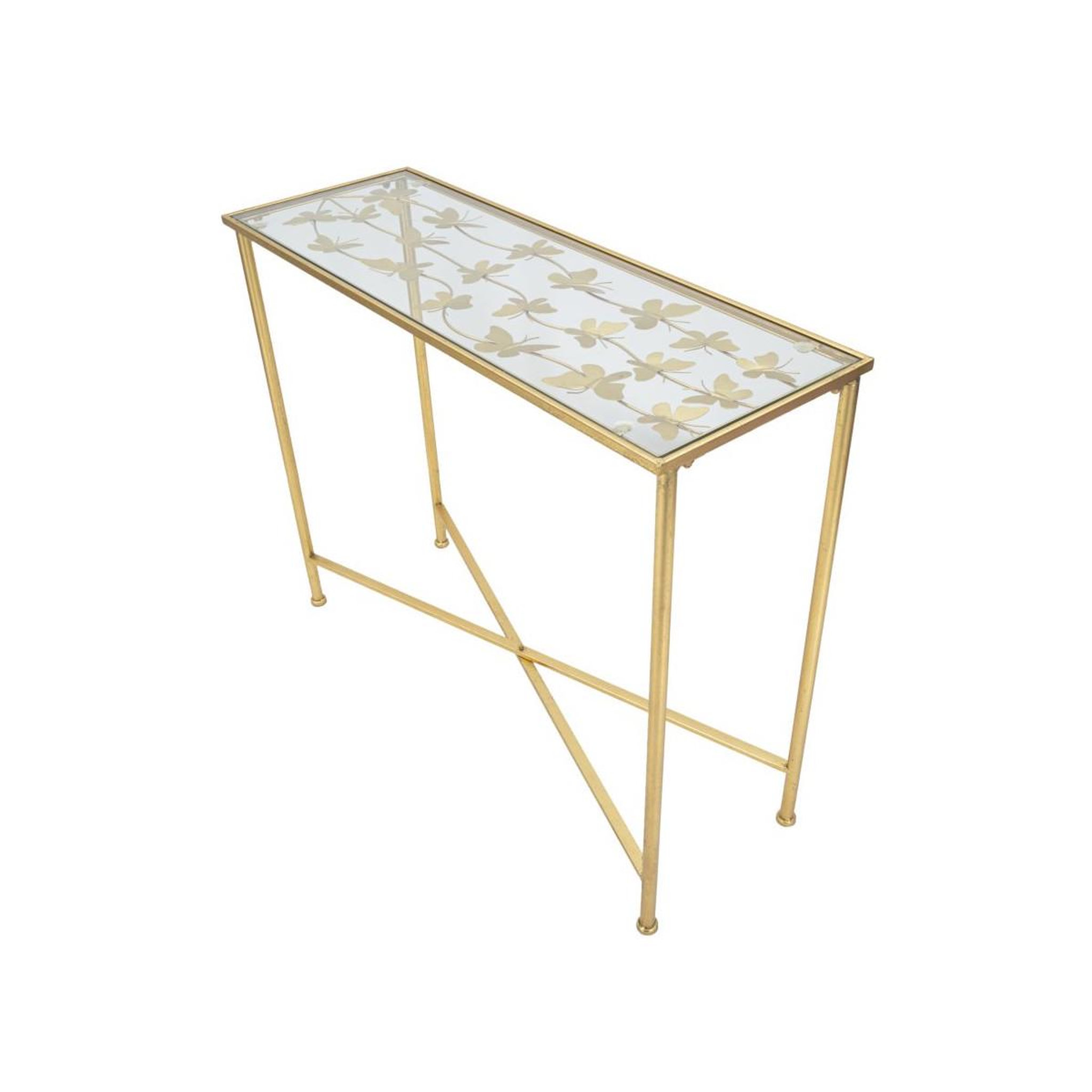 Voir la diapositive 3 : Paris Prix Console design en métal  butterfly  100cm or