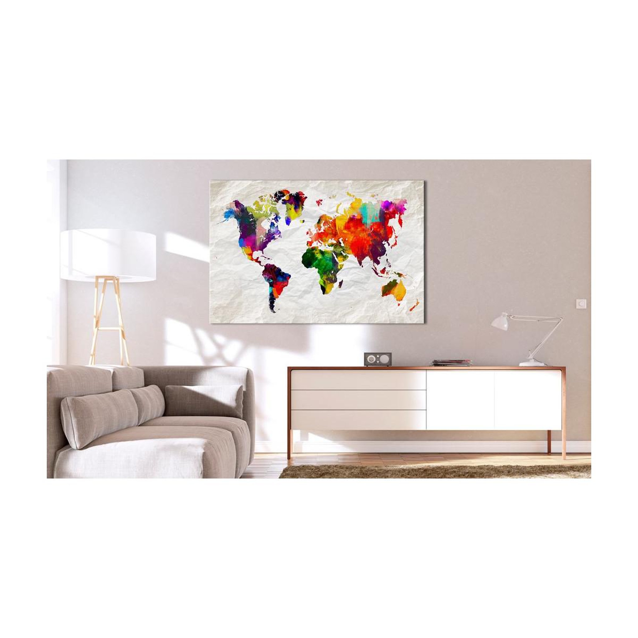 Voir la diapositive 2 : Paris Prix Tableau imprimé  world map : rainbow madness