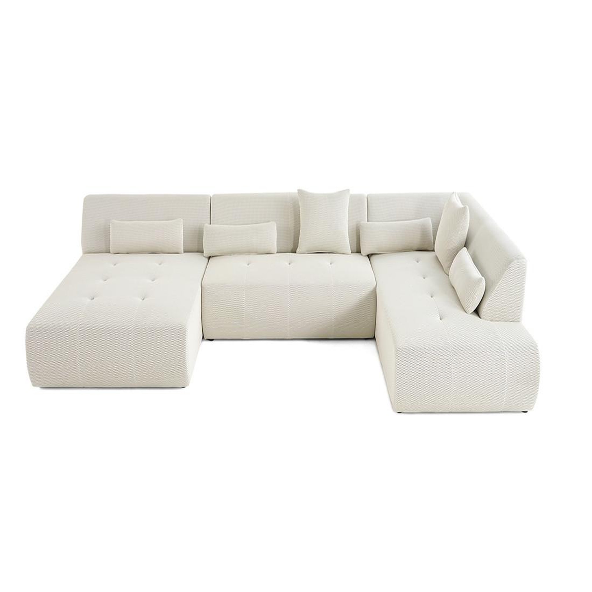 Voir la diapositive 6 : LISA DESIGN Onyx - canapé panoramique d'angle droit - 7 places - en tissu mailles 3d