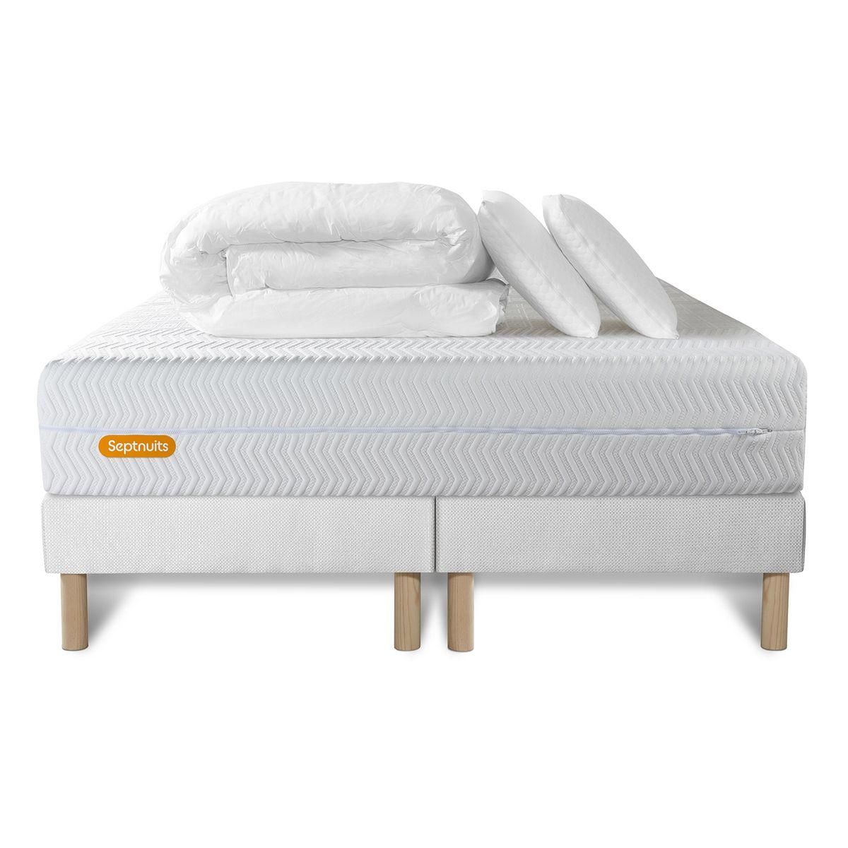 SEPTNUITS PACK Matelas + double sommiers Memo Bio  Mousse à mémoire de forme 5 zones de confort Maxi épaisseur