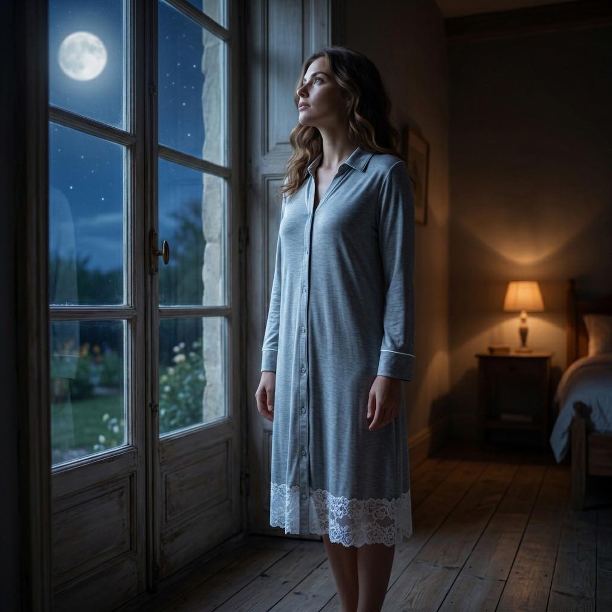 Voir la diapositive 5 : OZABI OZABI Chemise de Nuit Femme Boutonnée Dentelle Viscose