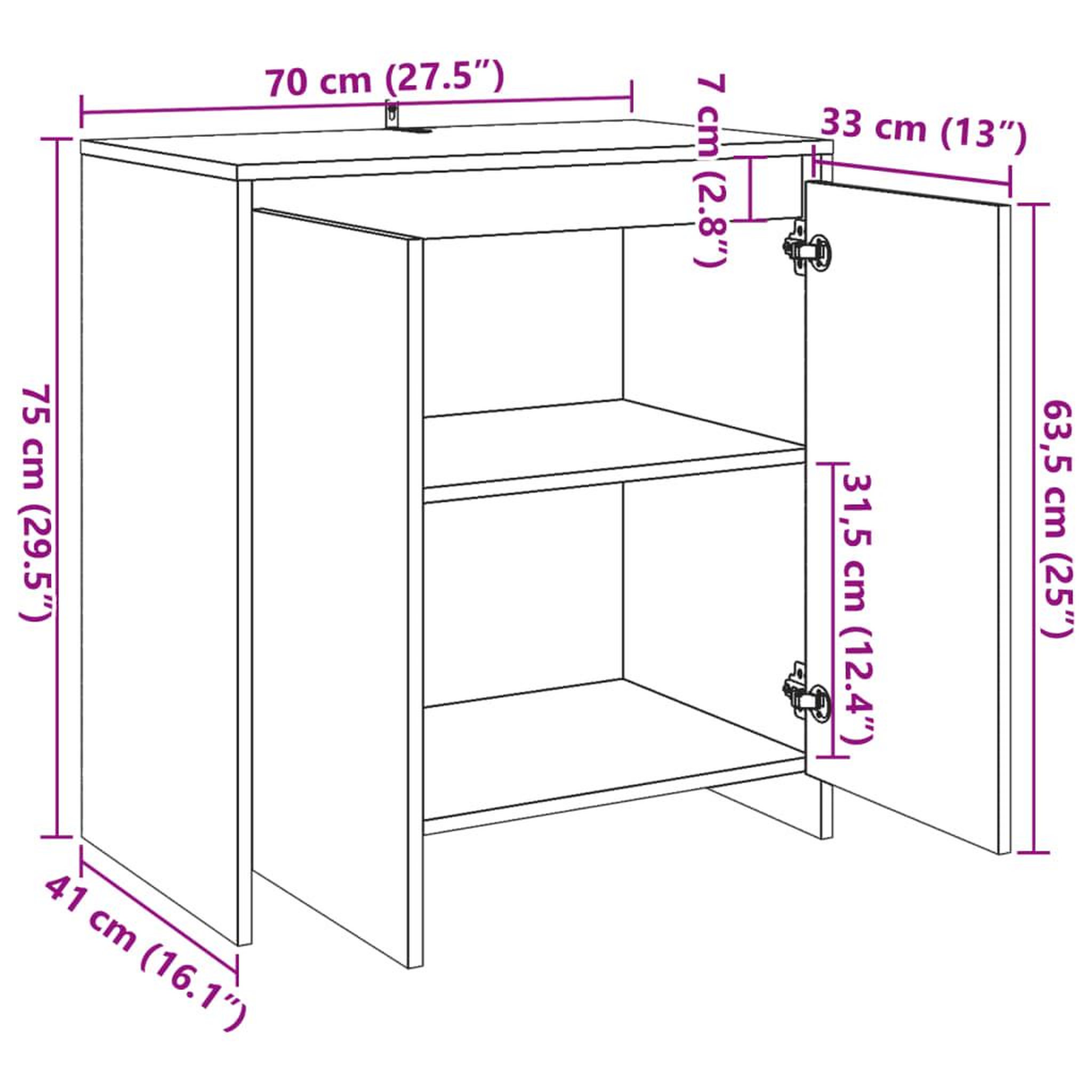 Voir la diapositive 6 : VIDAXL Buffet chene artisanal 70x41x75 cm bois d'ingenierie