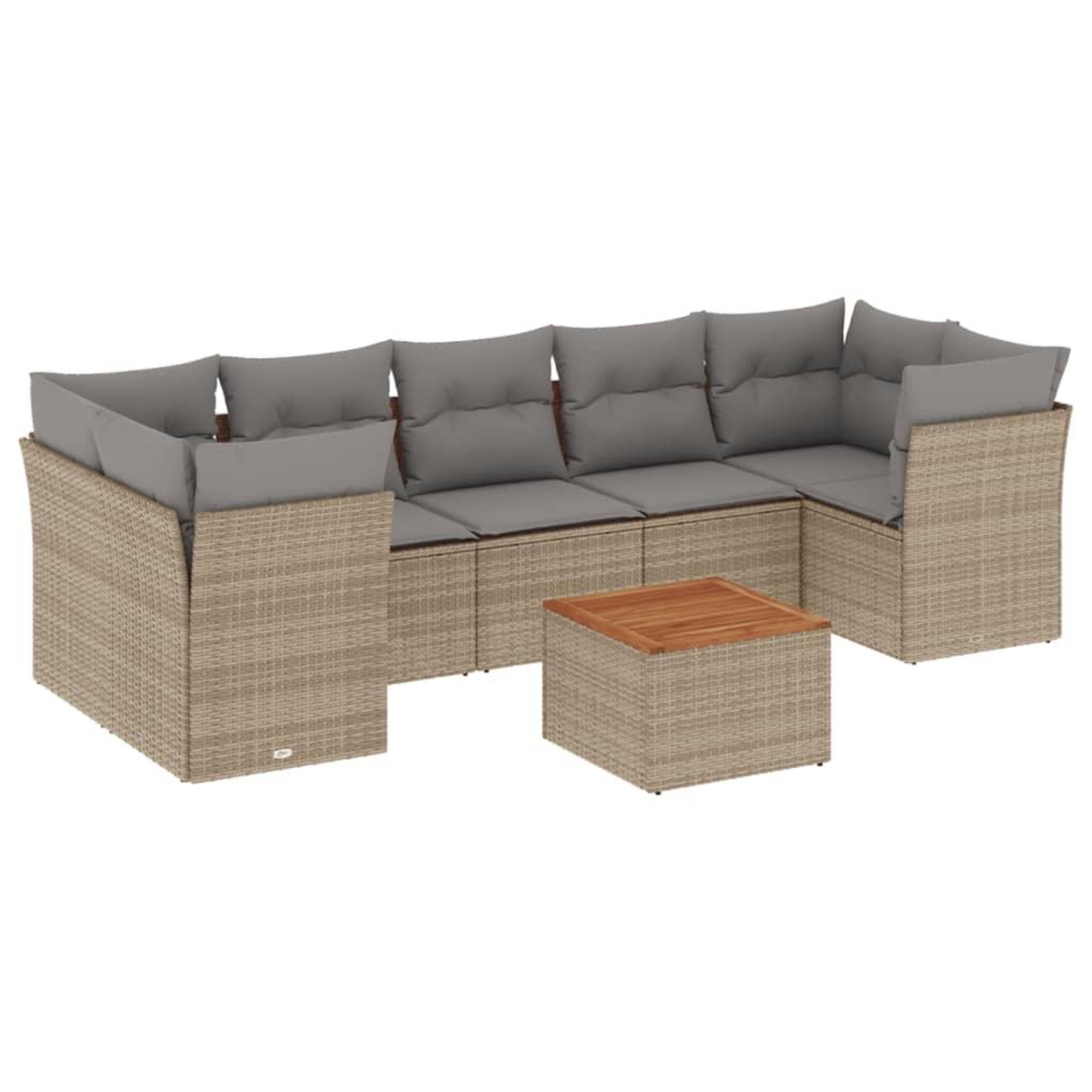 Voir la diapositive 2 : VIDAXL Salon de jardin avec coussins 8pcs melange beige resine tressee