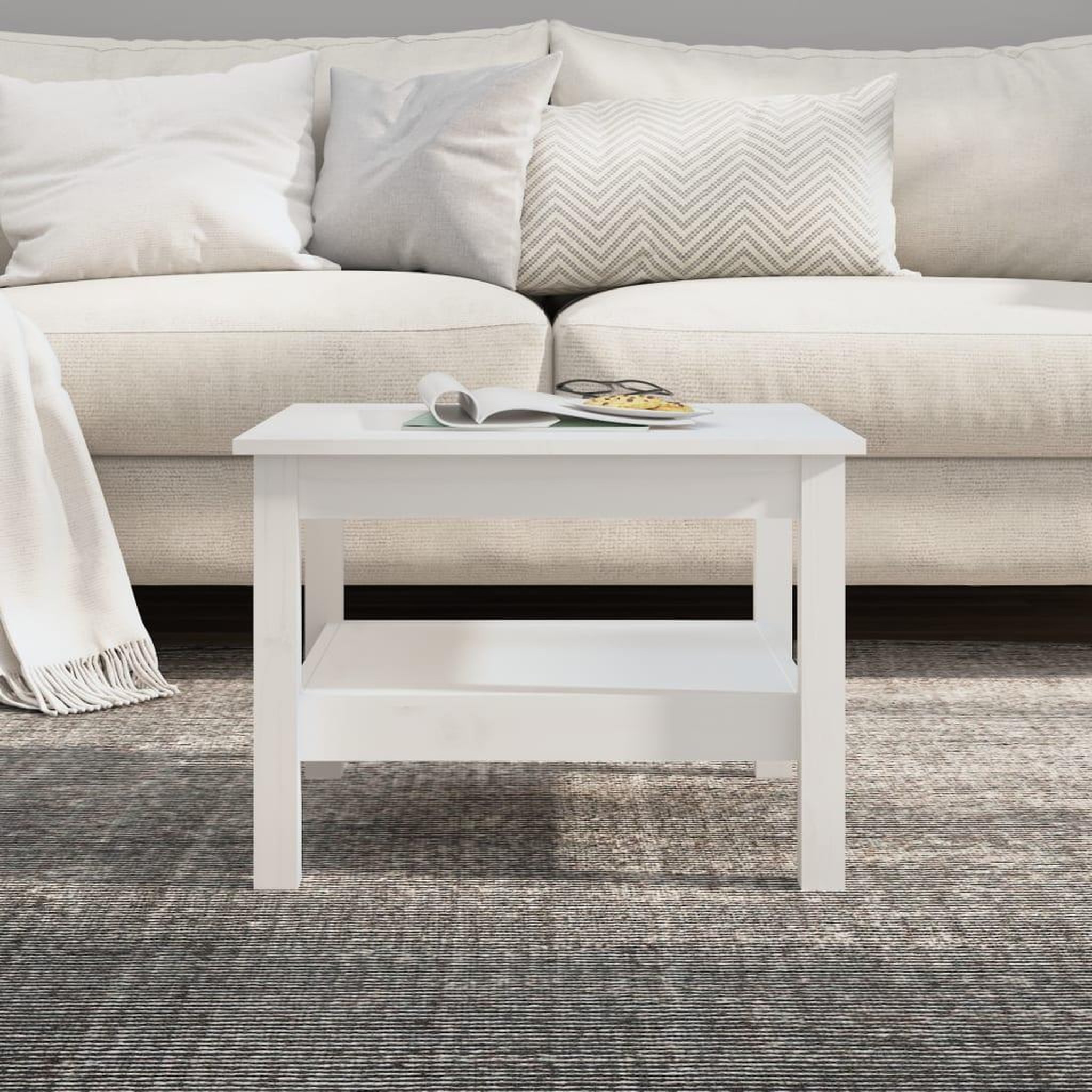 Voir la diapositive 4 : VIDAXL Table basse Blanc 55x55x40 cm Bois massif de pin