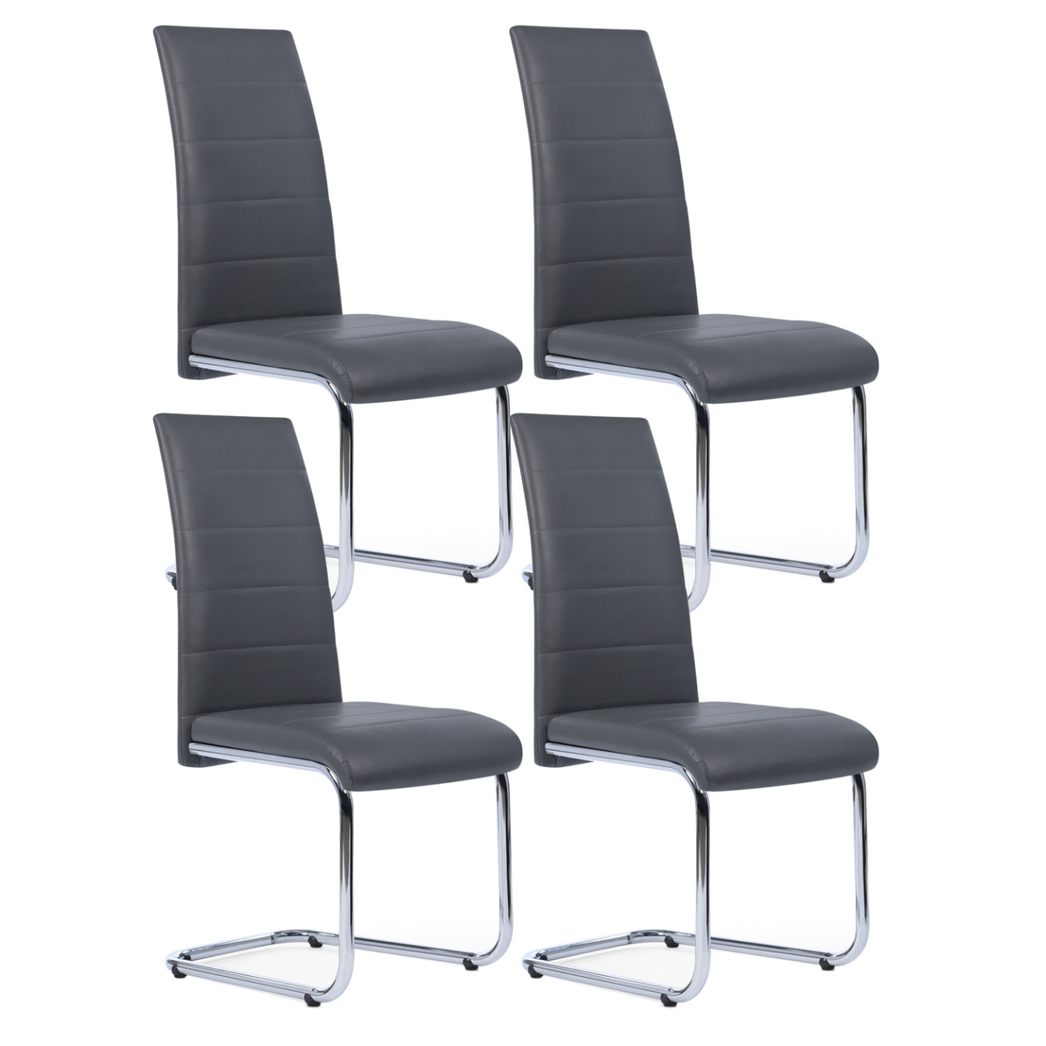 ID MARKET Lot de 4 chaises mia grises pour salle à manger
