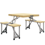 Voir la diapositive 1 : OUTSUNNY Ensemble table et chaise de camping pliable forme valise alu bois