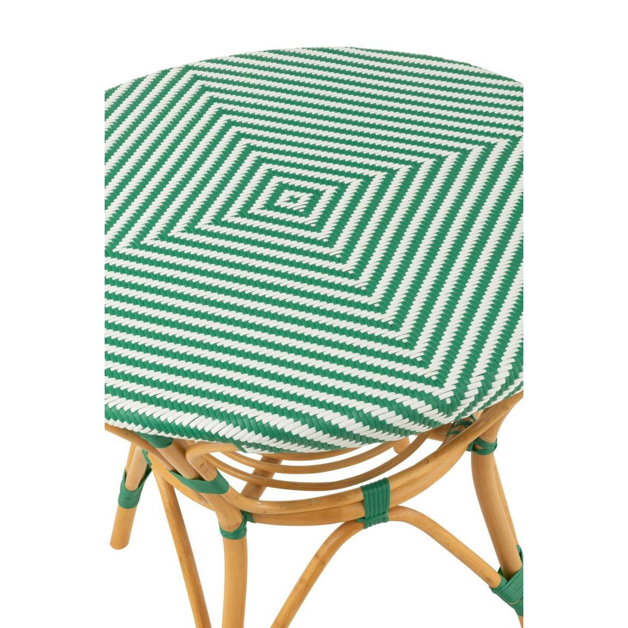 Voir la diapositive 4 : J-LINE Table à manger en rotin  danial  90cm vert foncé