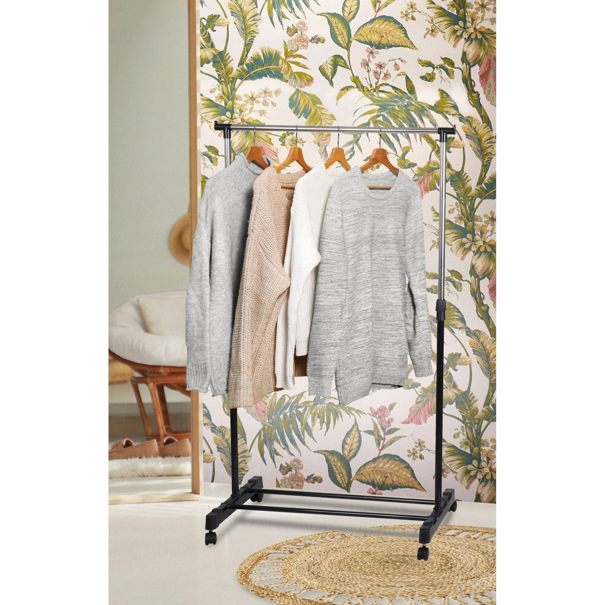 DIVERS Penderie mobile Pendo - L. 80 x H. 170 cm - Noir