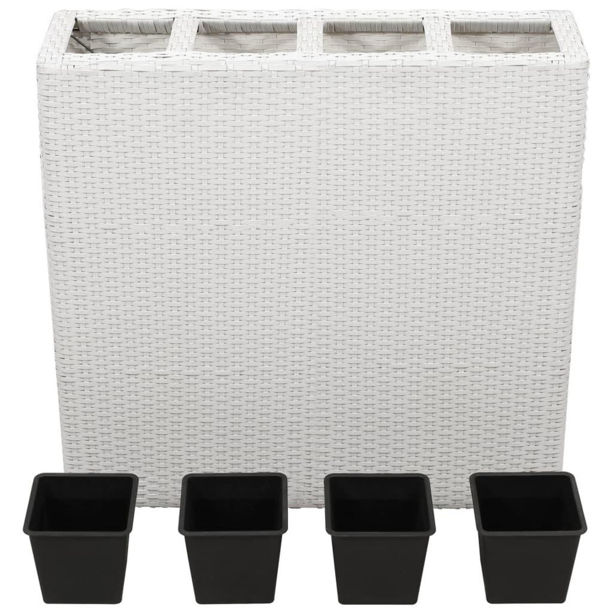 VIDAXL Lit sureleve de jardin avec 4 pots Resine tressee Blanc