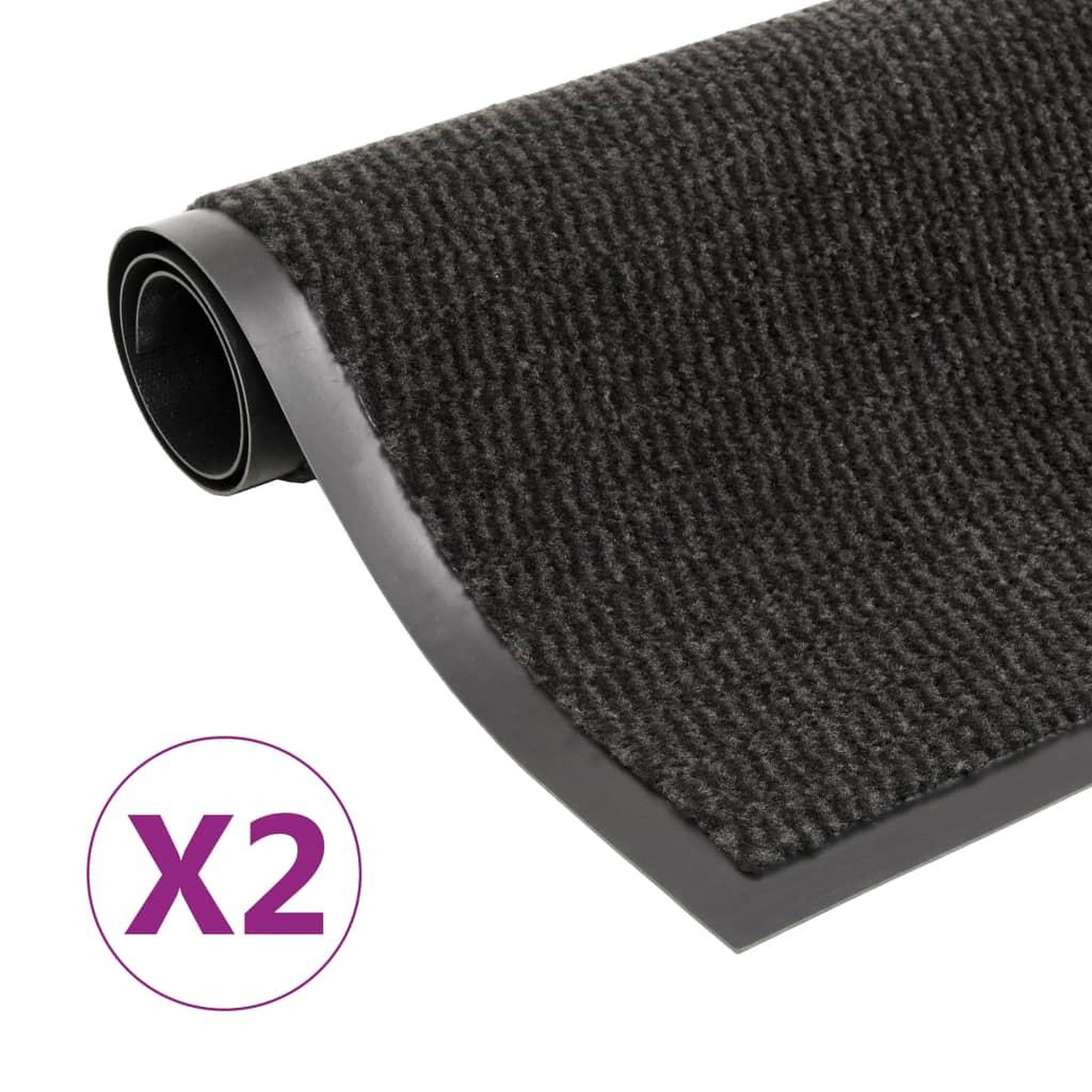 VIDAXL Paillassons rectangulaires 2 pcs 120 x 180 cm Noir