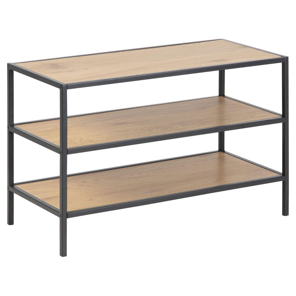 TOILINUX Meuble à chaussures ajouré 3 niveaux en MDF et Métal - Noir et Beige