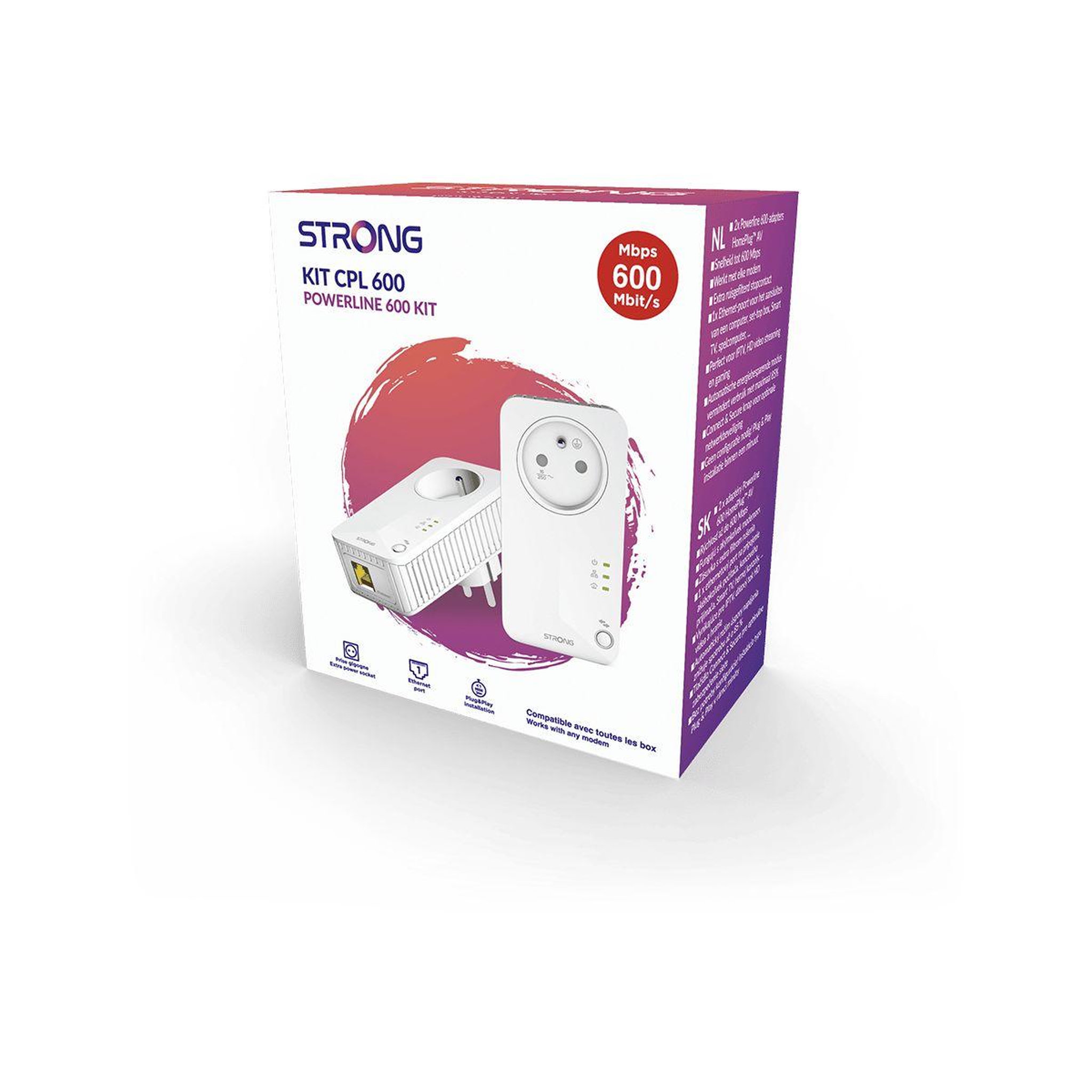 Voir la diapositive 2 : Strong Cpl filaire kit 600mb pack de 2