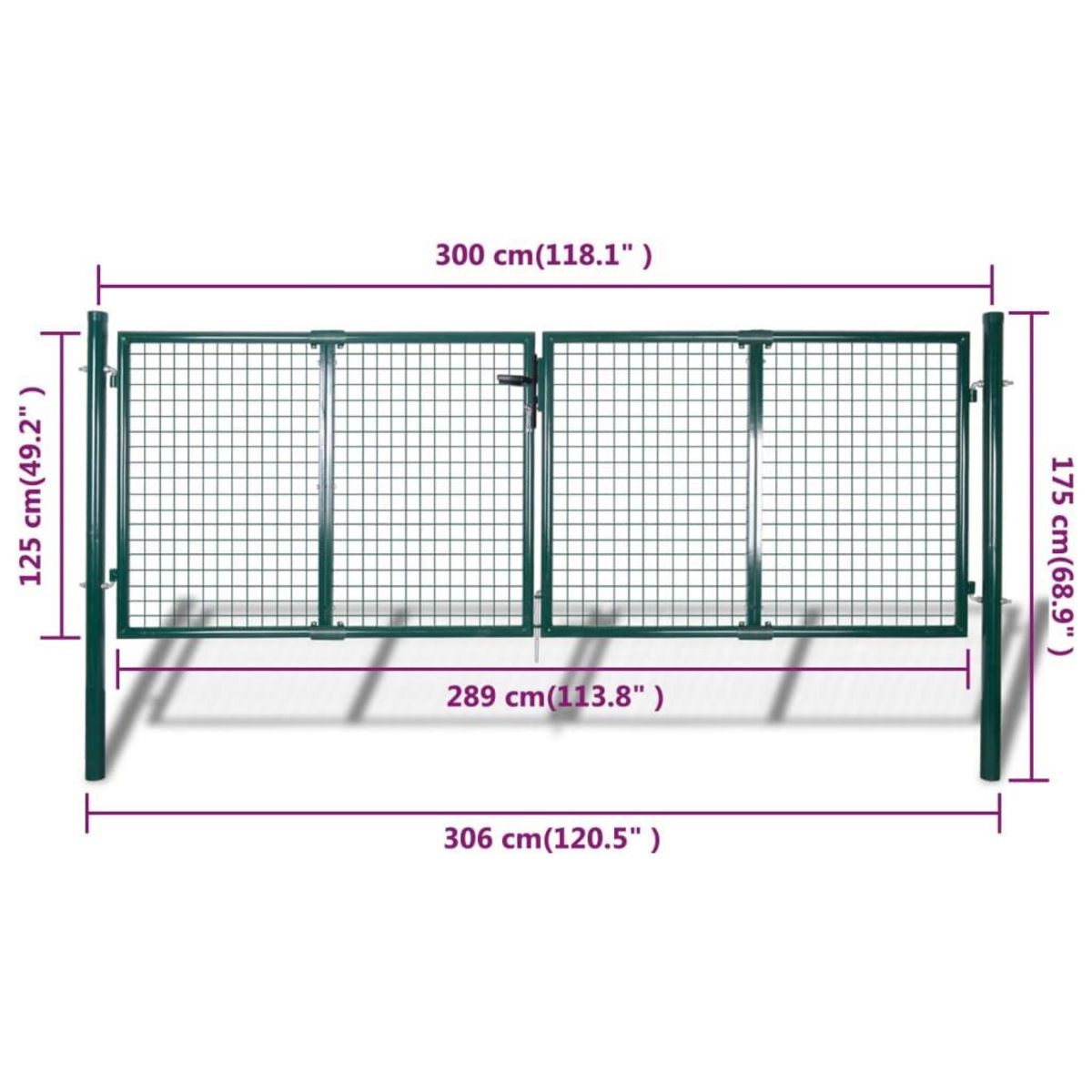 VIDAXL Portail de cloture Acier 306x175 cm Vert