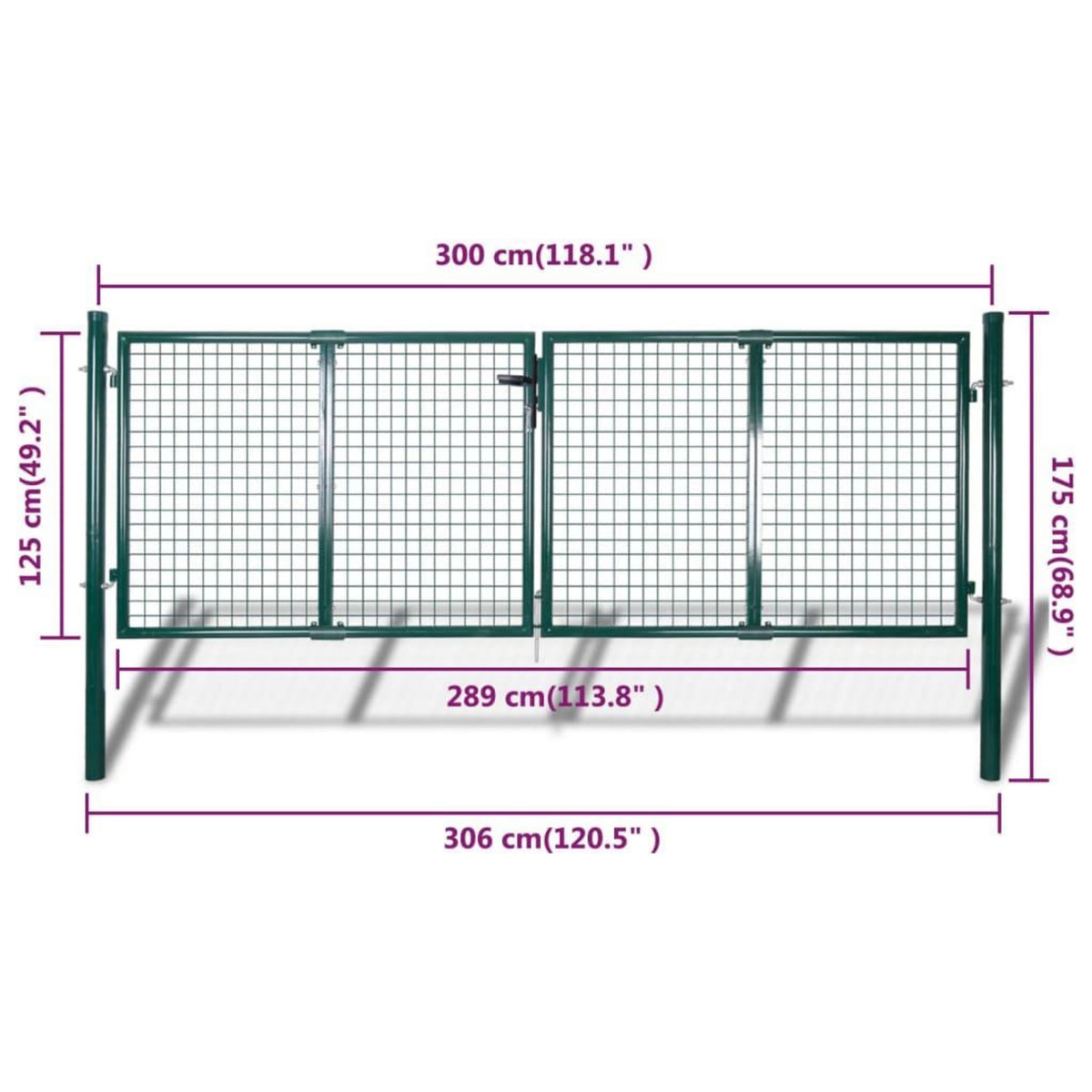 VIDAXL Portail de cloture Acier 306x175 cm Vert