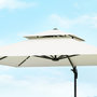 Voir la diapositive 6 : OUTSUNNY Parasol déporté carré double toit inclinable pivotant manivelle lestage inclus acier polyester écru