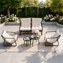 Voir la diapositive 4 : CONCEPT USINE Salon de jardin 4 places gris et beige avec tables basses ATRANI