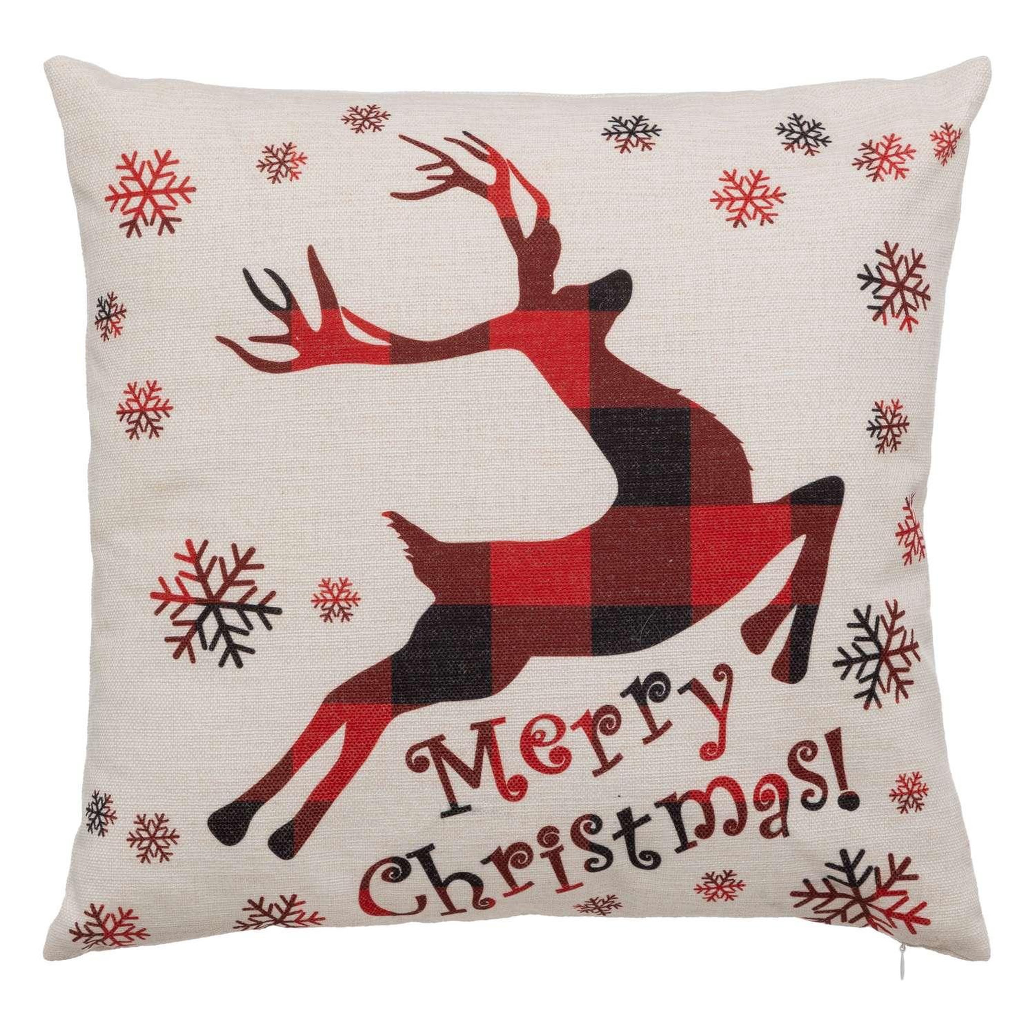 ATMOSPHERA Coussin de noël renne - 40 x 40 cm - beige et rouge
