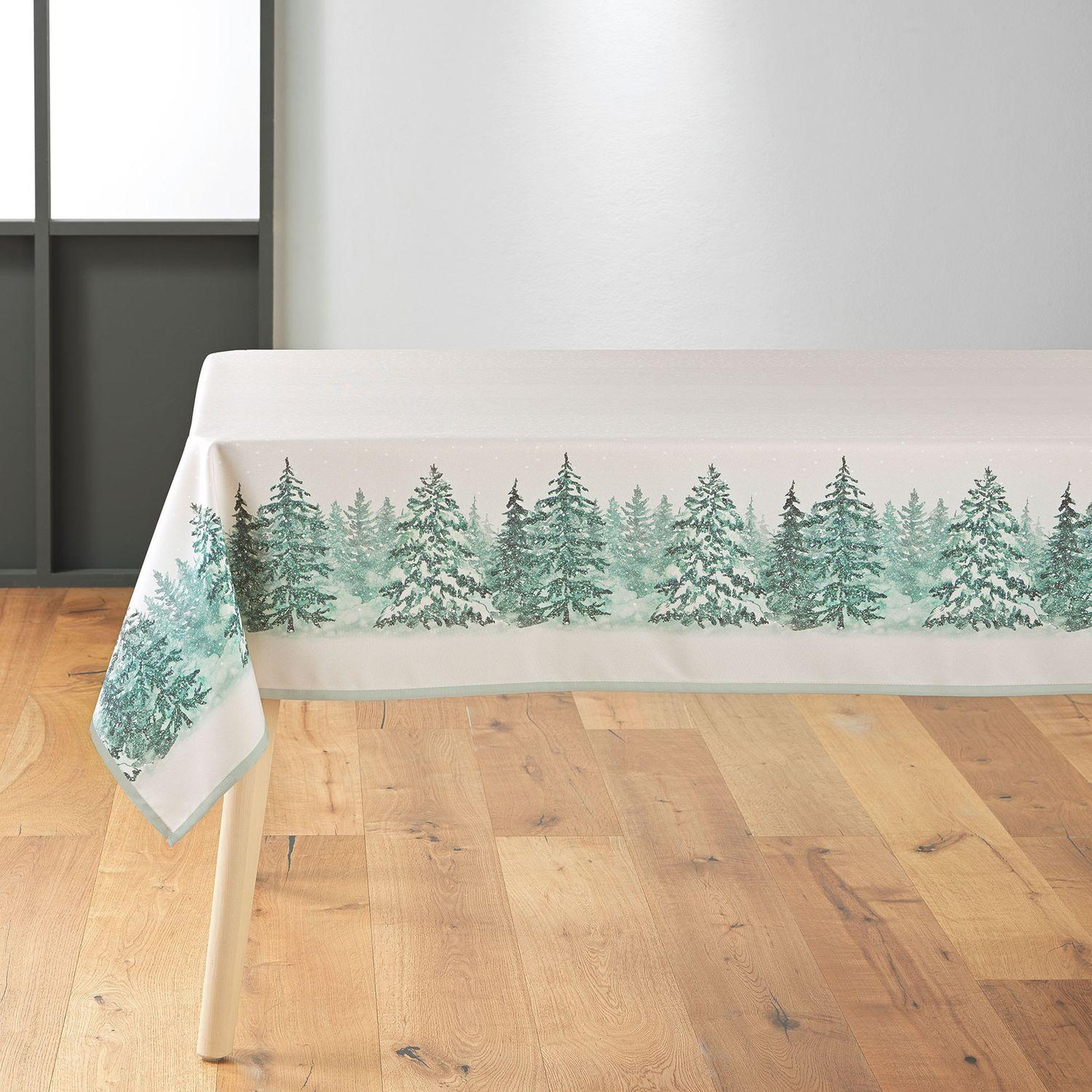 Voir la diapositive 5 : Douceur d'Intérieur Nappe rectangulaire antitache et infroissable Forêt enneigée
