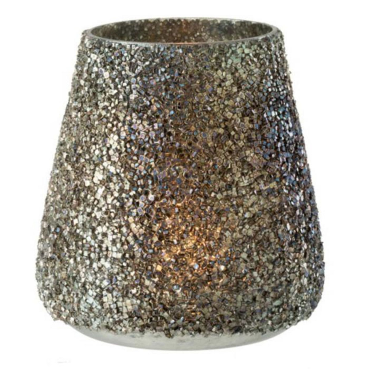 Paris Prix Photophore en Verre  Paillettes  16cm Vert