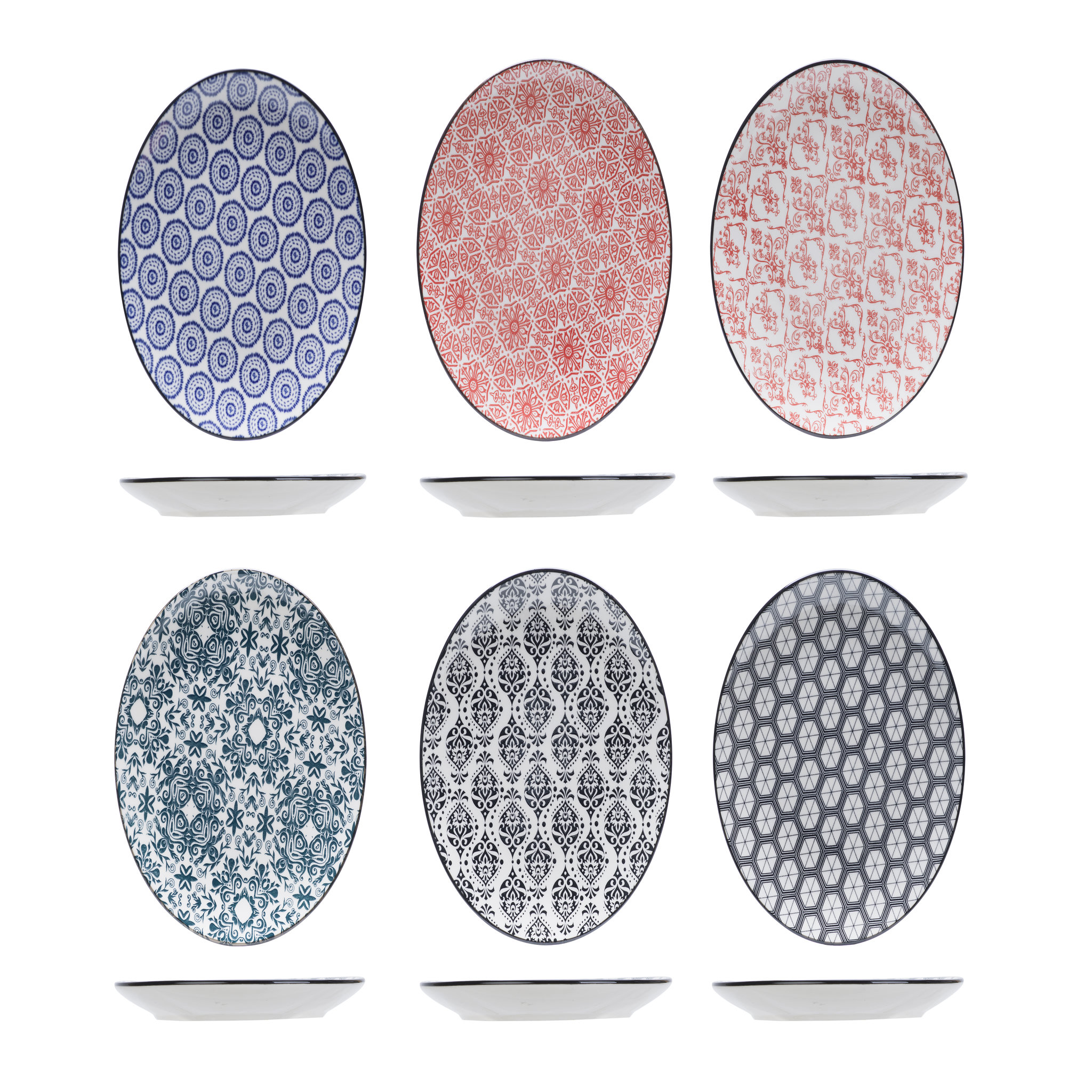 Voir la diapositive 2 : Service d'assiettes porcelaine 18 pièces DELIRIO