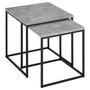 IDIMEX Lot de 2 tables d'appoint ISTANBUL tables basses de salon gigognes bouts de canapé cadre en métal noir et plateau décor béton foncé