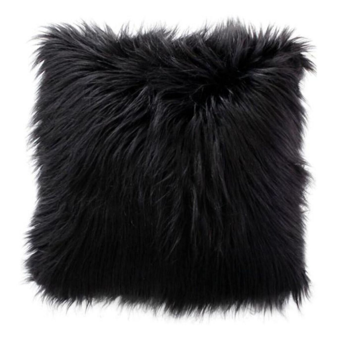 Paris Prix Coussin Déco Effet Fourrure  Epicéa  45x45cm Noir