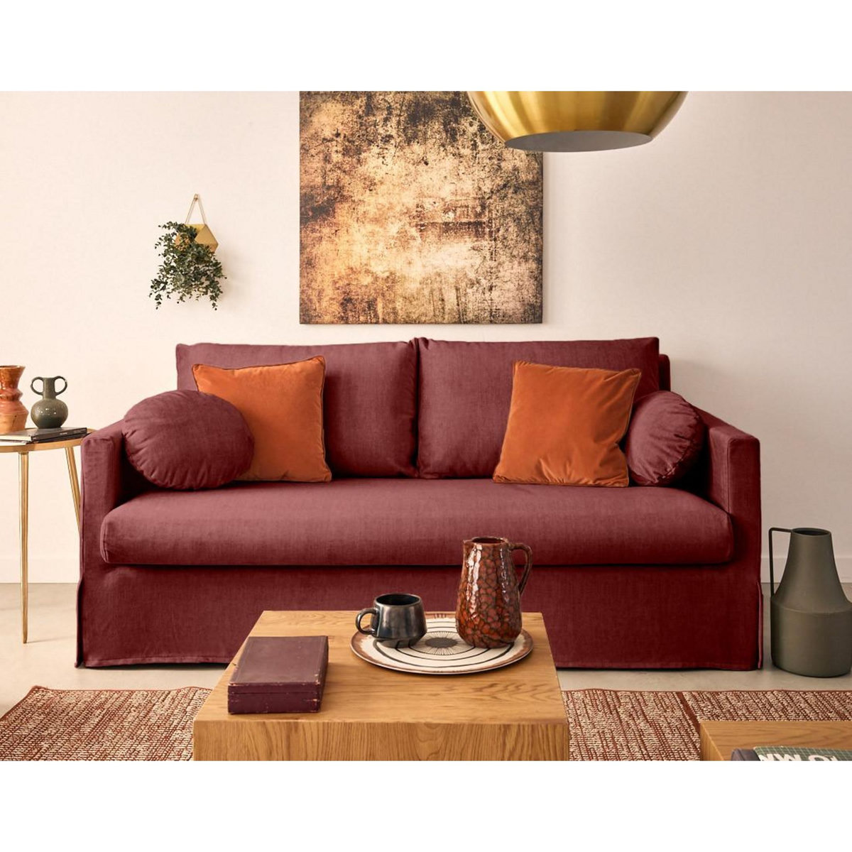 LISA DESIGN Serena - canapé droit déhoussable 3 places en velours