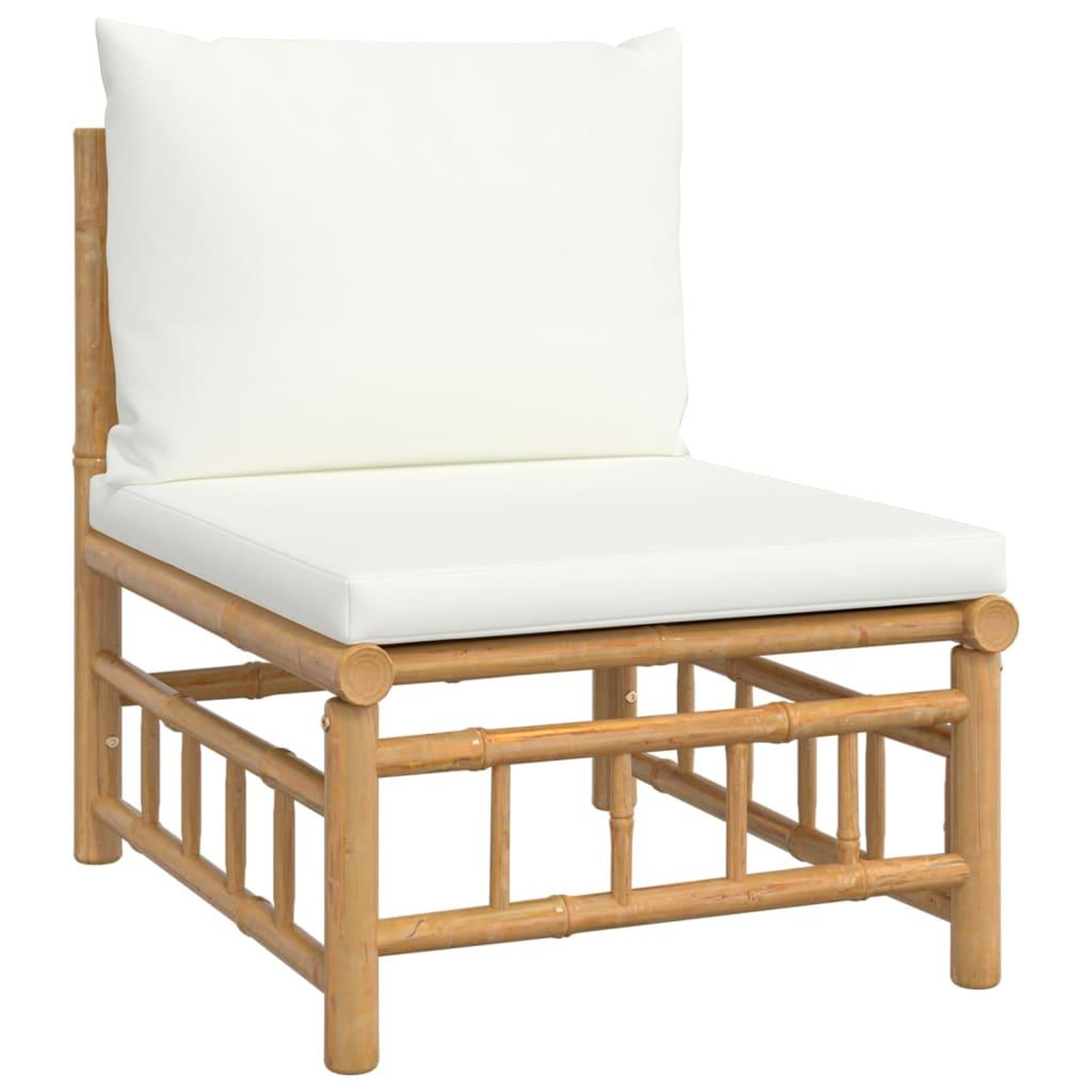 Voir la diapositive 5 : VIDAXL Salon de jardin 8 pcs avec coussins blanc creme bambou