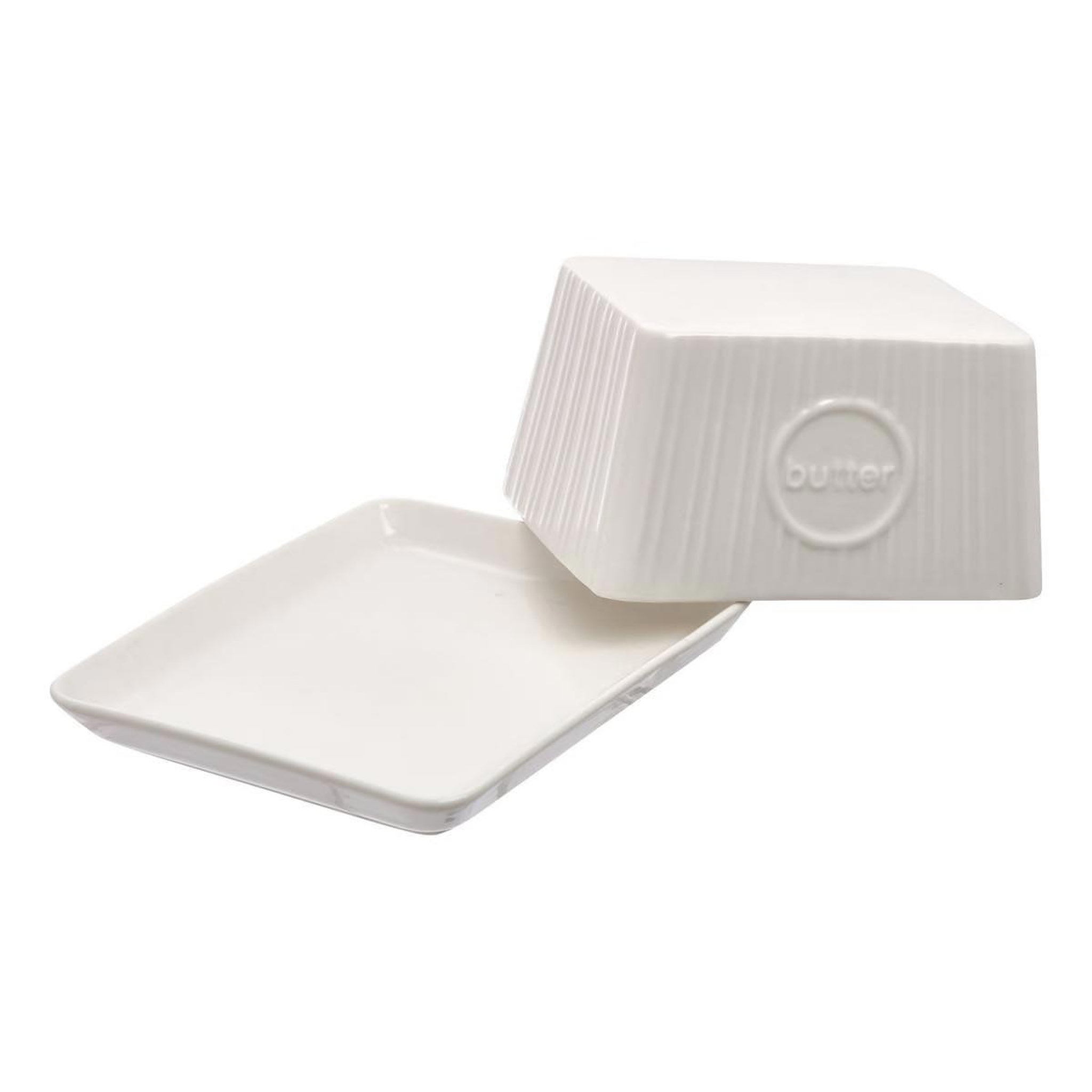 Voir la diapositive 2 : FIVE Beurrier en Céramique  Monty  15cm Blanc