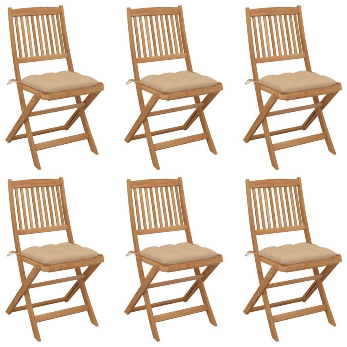 VIDAXL Chaises pliables de jardin lot de 6 avec coussins Bois d'acacia