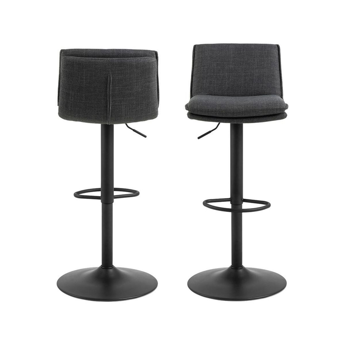 LISA DESIGN Alora - lot de 2 tabourets - ajustables et pivotants - en tissu