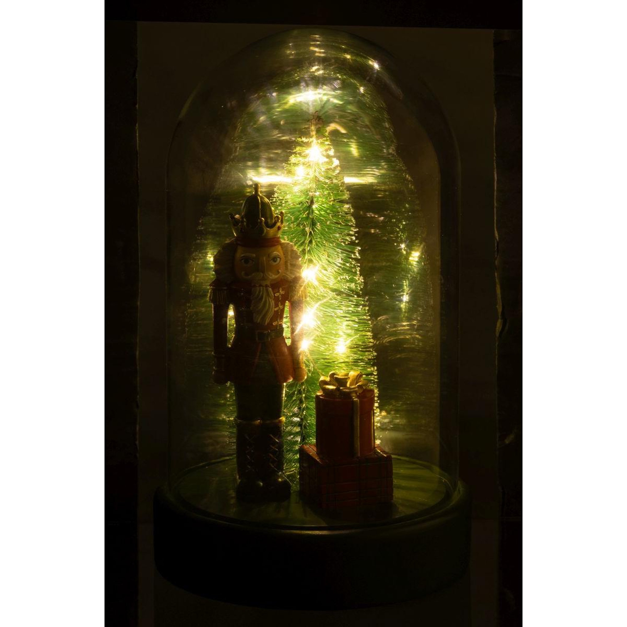 Voir la diapositive 4 : J-LINE Cloche déco à led  casse-noisette  28cm vert foncé