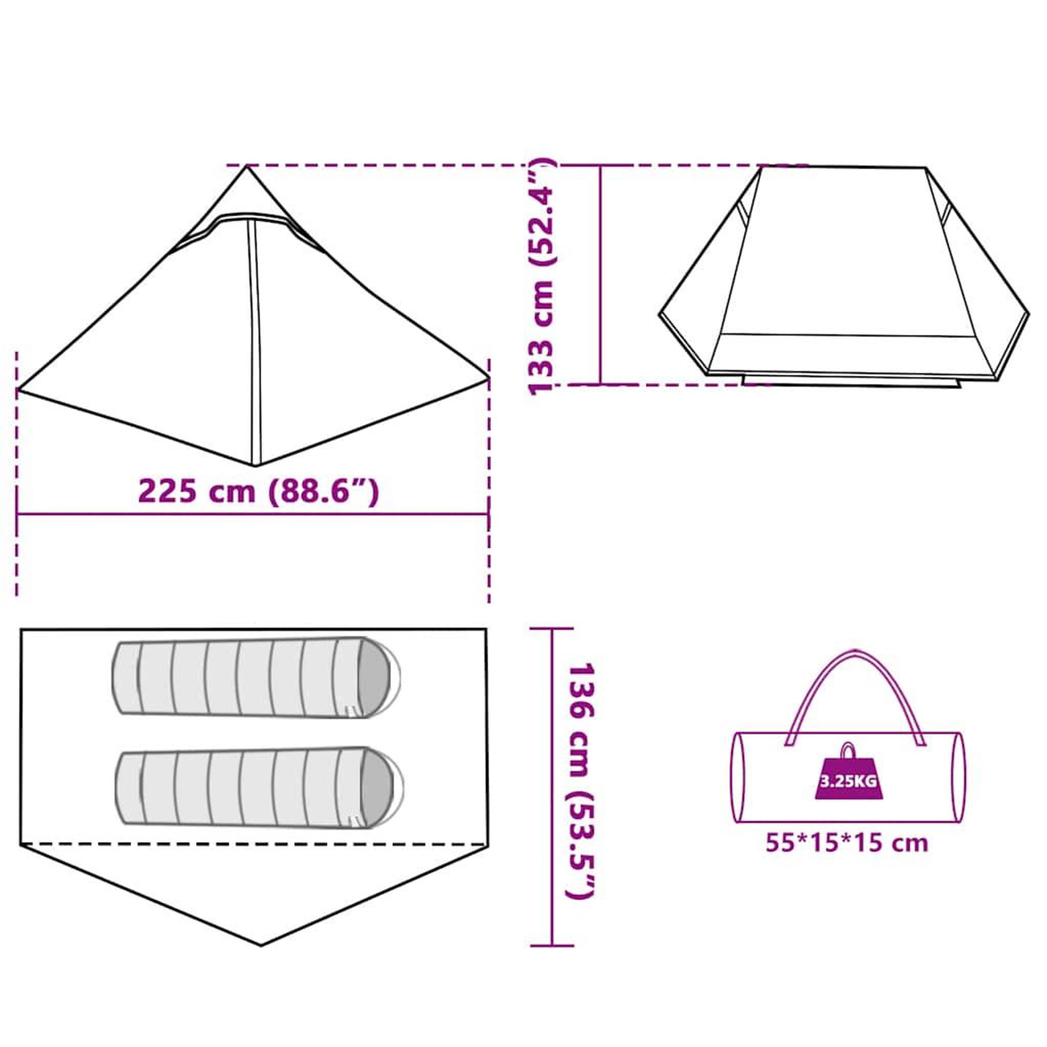 Voir la diapositive 6 : VIDAXL Tente de camping 2 personnes gris impermeable