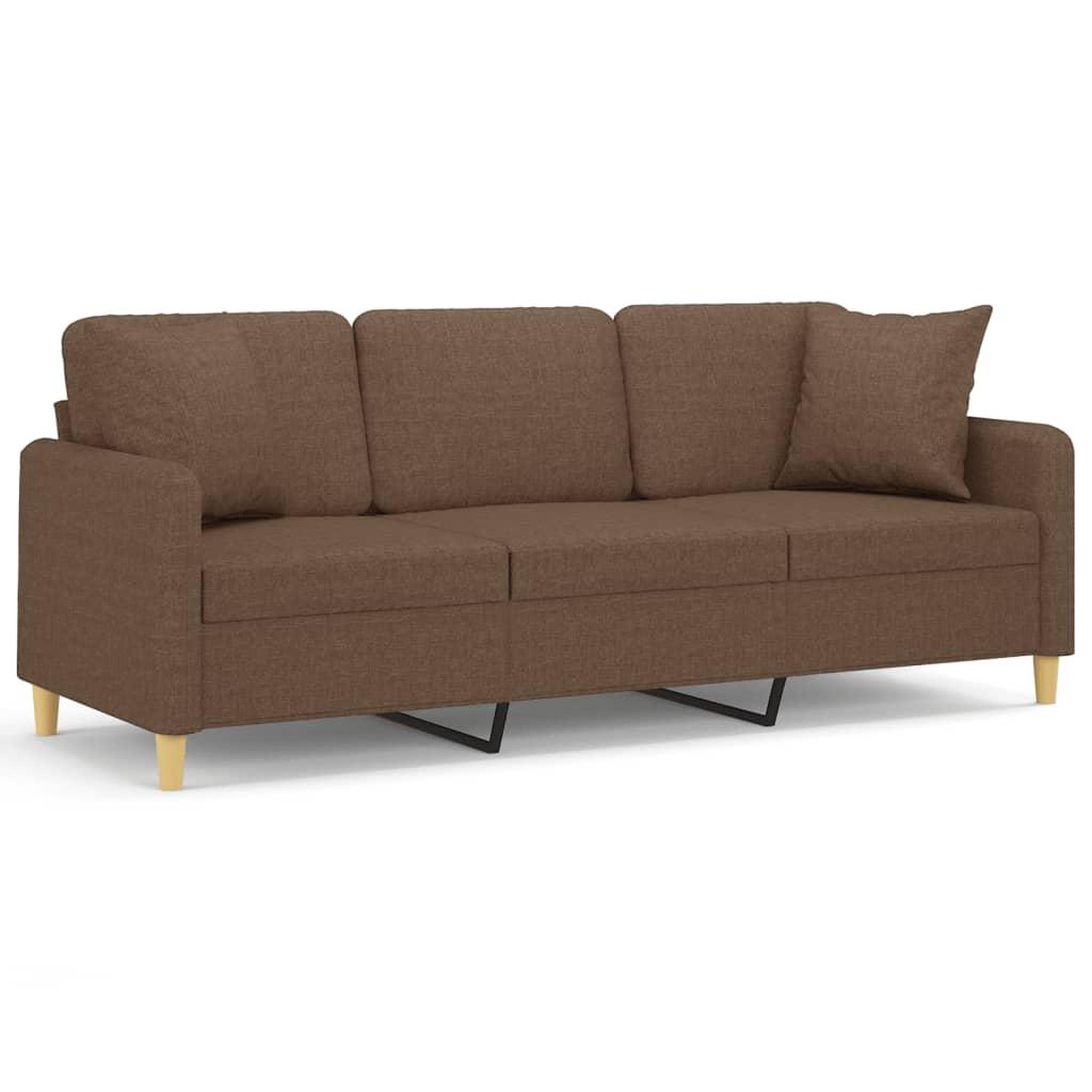 Voir la diapositive 2 : VIDAXL Canape 3 places avec oreillers decoratifs marron 180 cm tissu