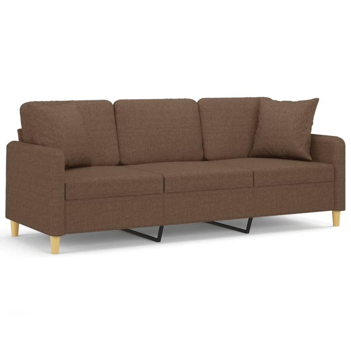 VIDAXL Canape 3 places avec oreillers decoratifs marron 180 cm tissu
