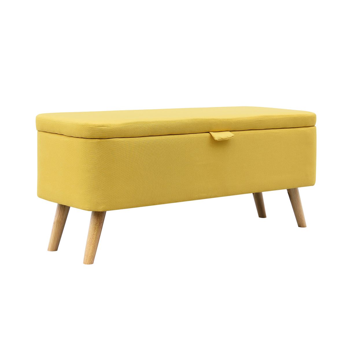 Bout de lit avec coffre en tissu  et pieds bois LAHTI