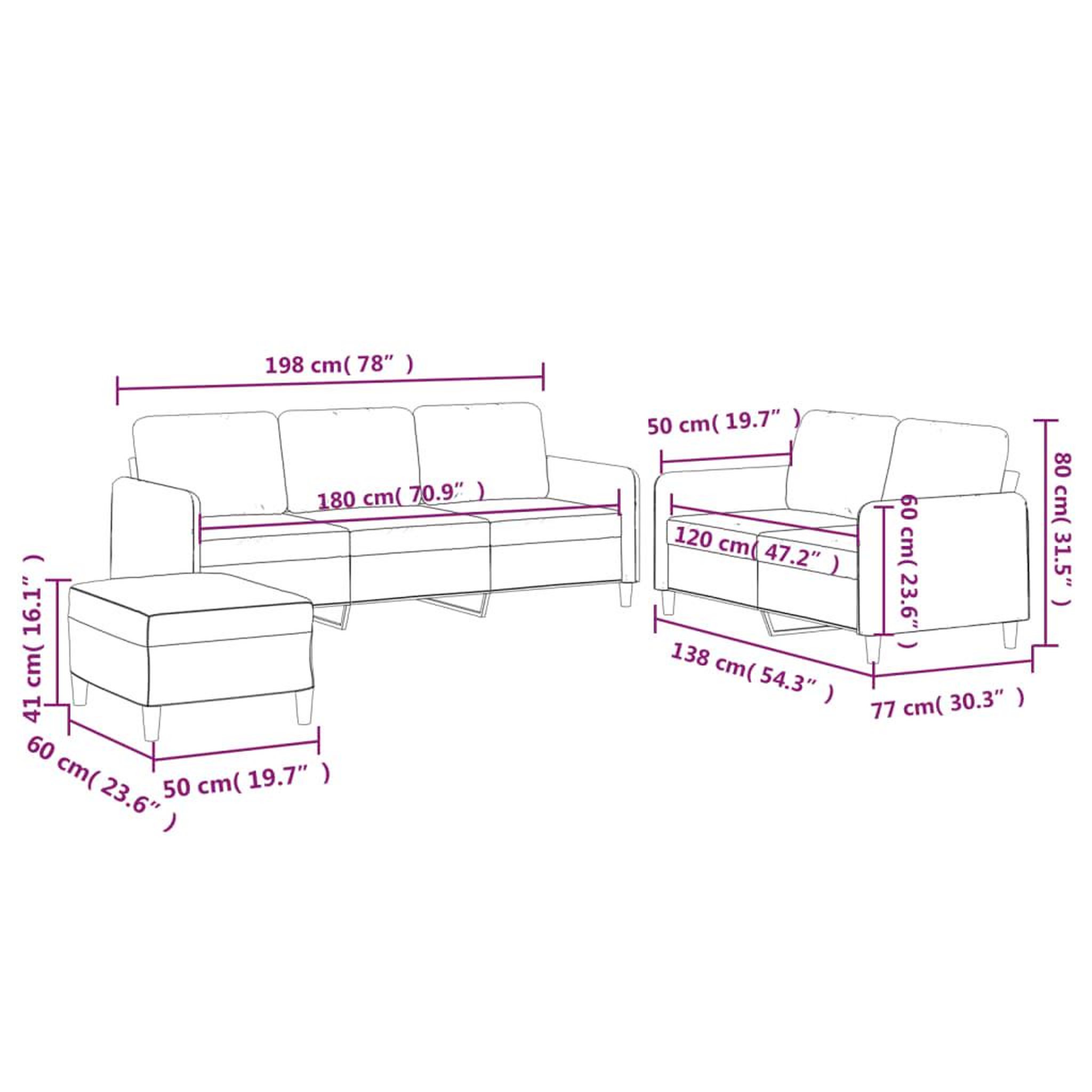 Voir la diapositive 6 : VIDAXL Ensemble de canapes 3 pcs avec coussins Creme Tissu