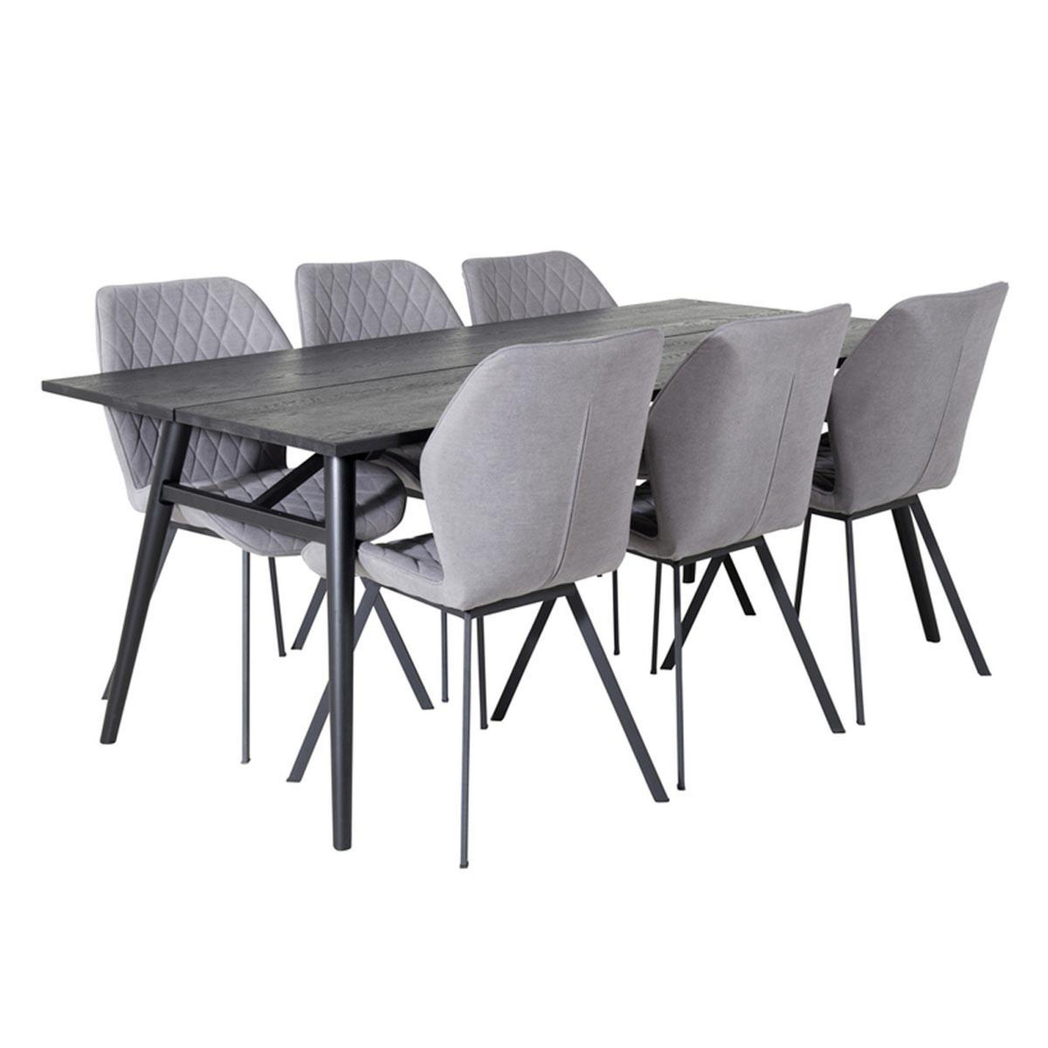 Paris Prix Ensemble table à manger extensible & 6 chaises  sleek & gemma  195-280cm noir & gris