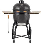 INTEC Barbecue à Charbon Kamado Gris Céramique Ø 56cm 22  Grill Extérieur 122.1 x 69.6 x 117.4cm INTEC