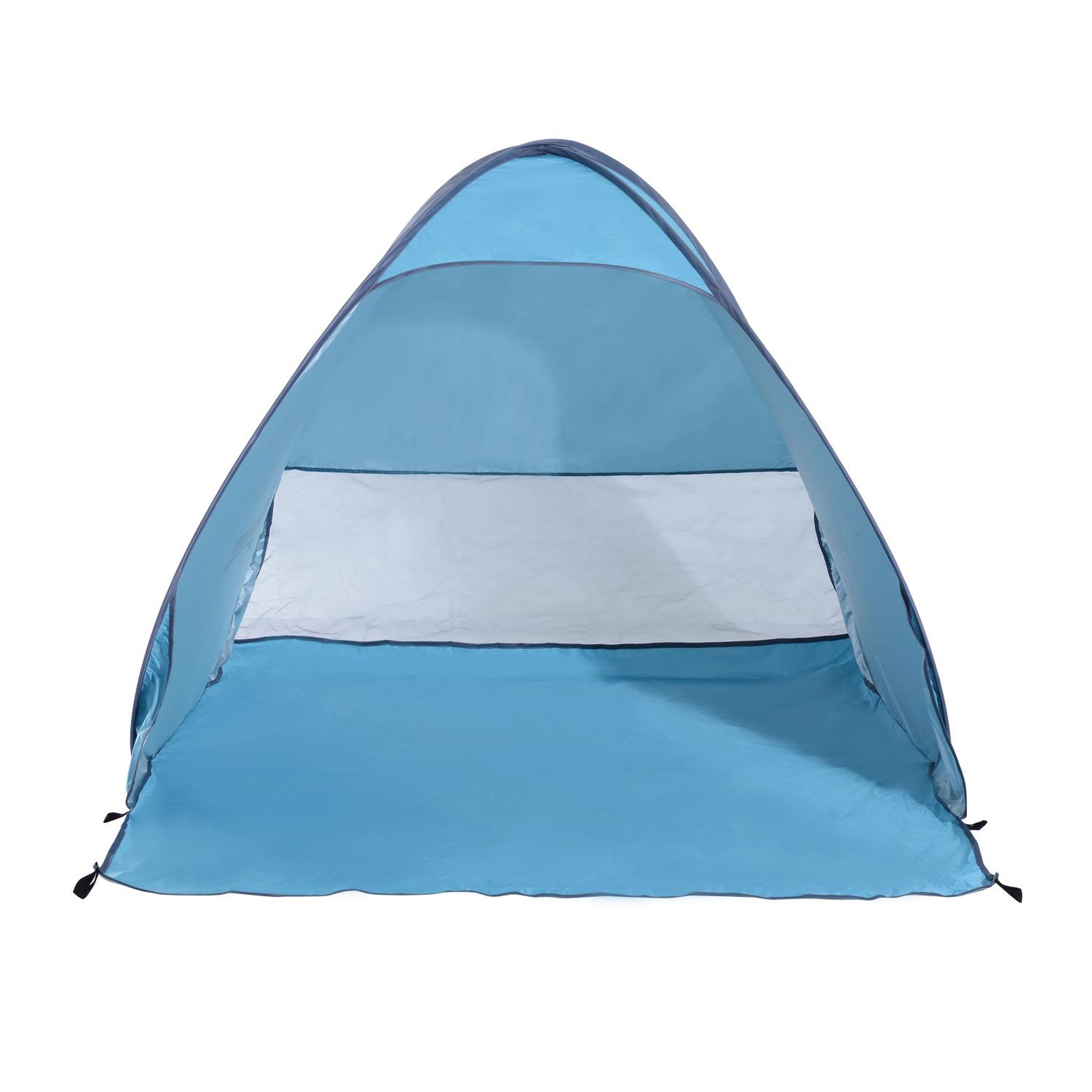 Voir la diapositive 4 : OUTSUNNY Abri de plage tente de plage pliable pop-up automatique instantané protection uv fenêtre arrière grand tapis de sol bleu ciel