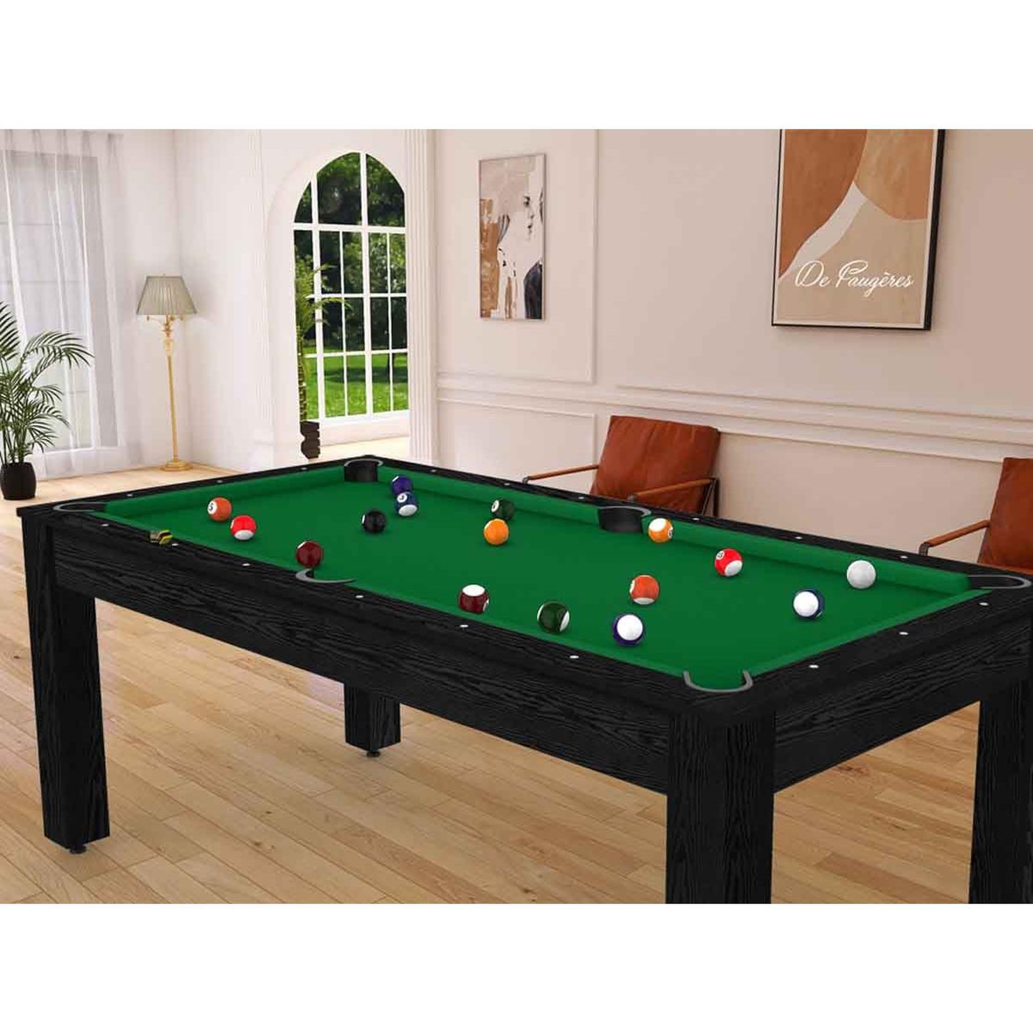 Voir la diapositive 6 : DE FAUGERES Table de Billard Convertible  Oregon  213cm Noir & Vert