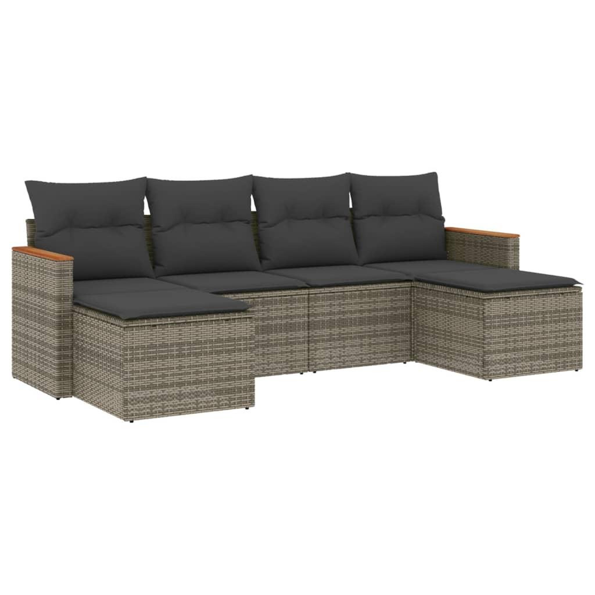 Voir la diapositive 2 : VIDAXL Salon de jardin 6 pcs avec coussins gris resine tressee