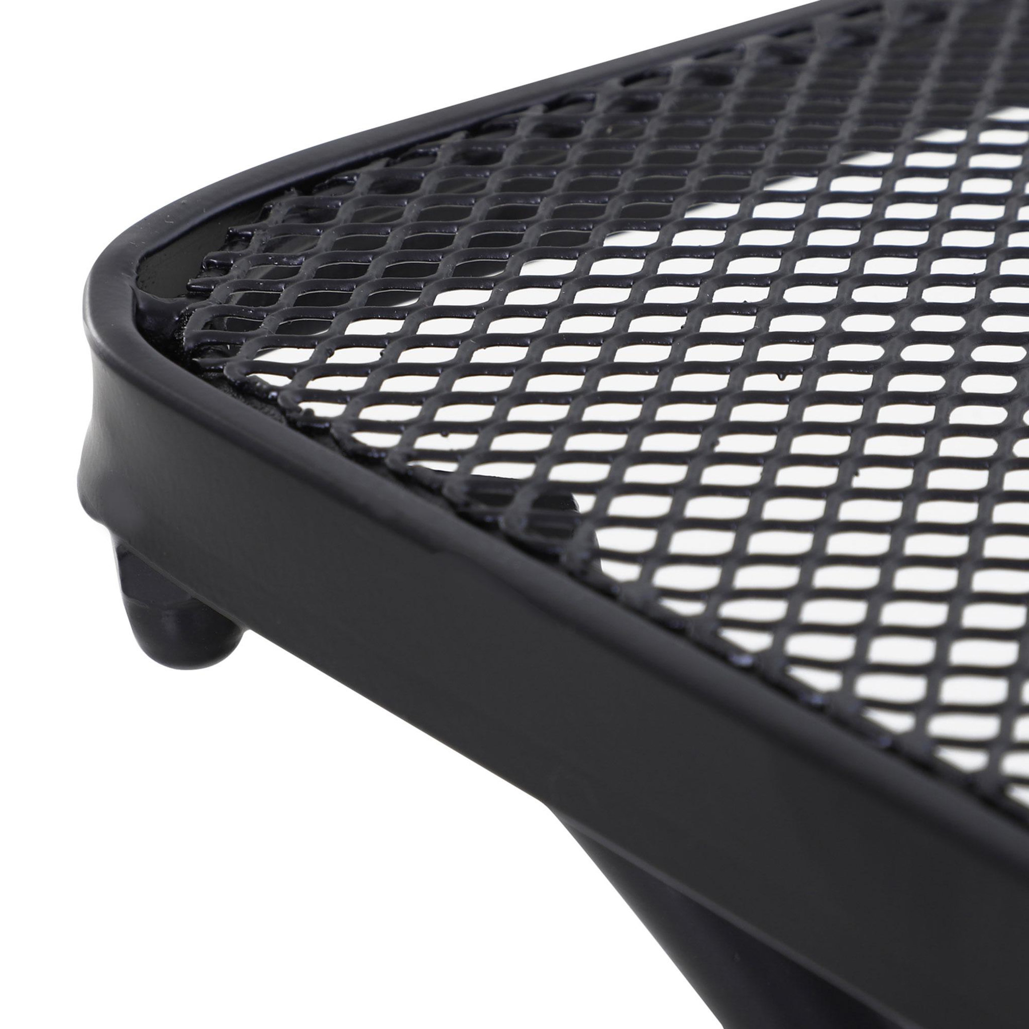 Voir la diapositive 4 : OUTSUNNY Table basse carrée bistro de jardin dim. 45L x 45l x 50H cm piètement arqué plateau maillé métal époxy anticorrosion noir